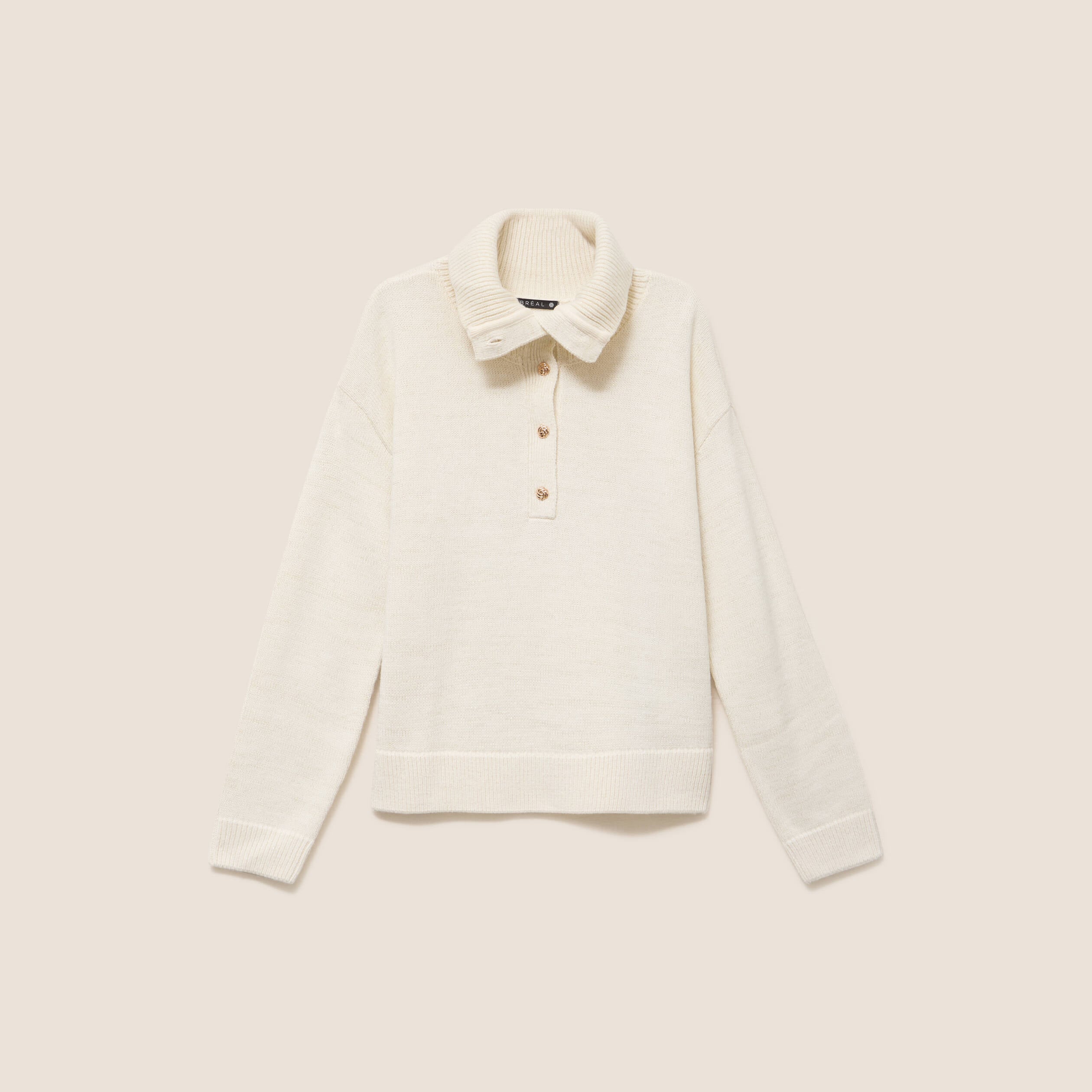 Pull col camionneur ecru femme