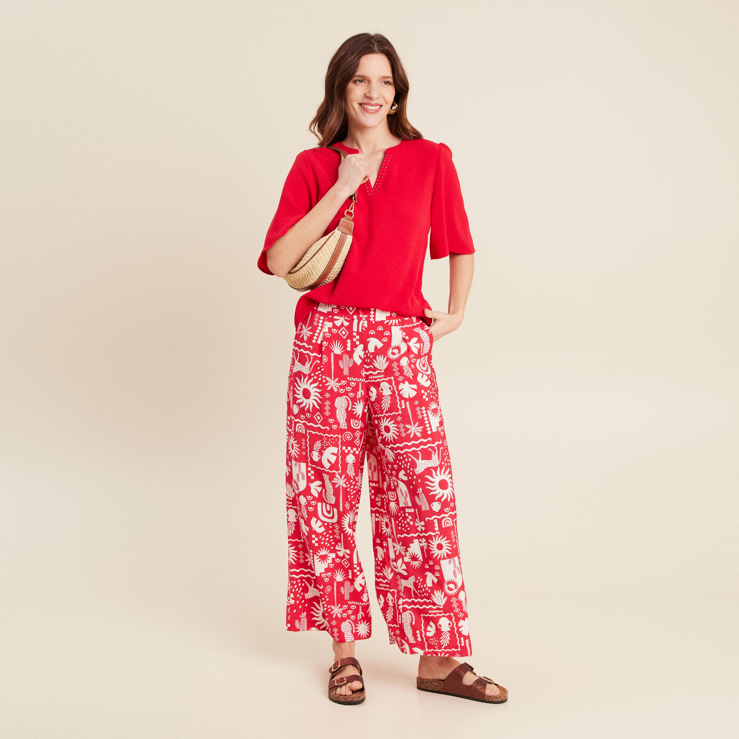 T-shirt manches courtes rouge femme
