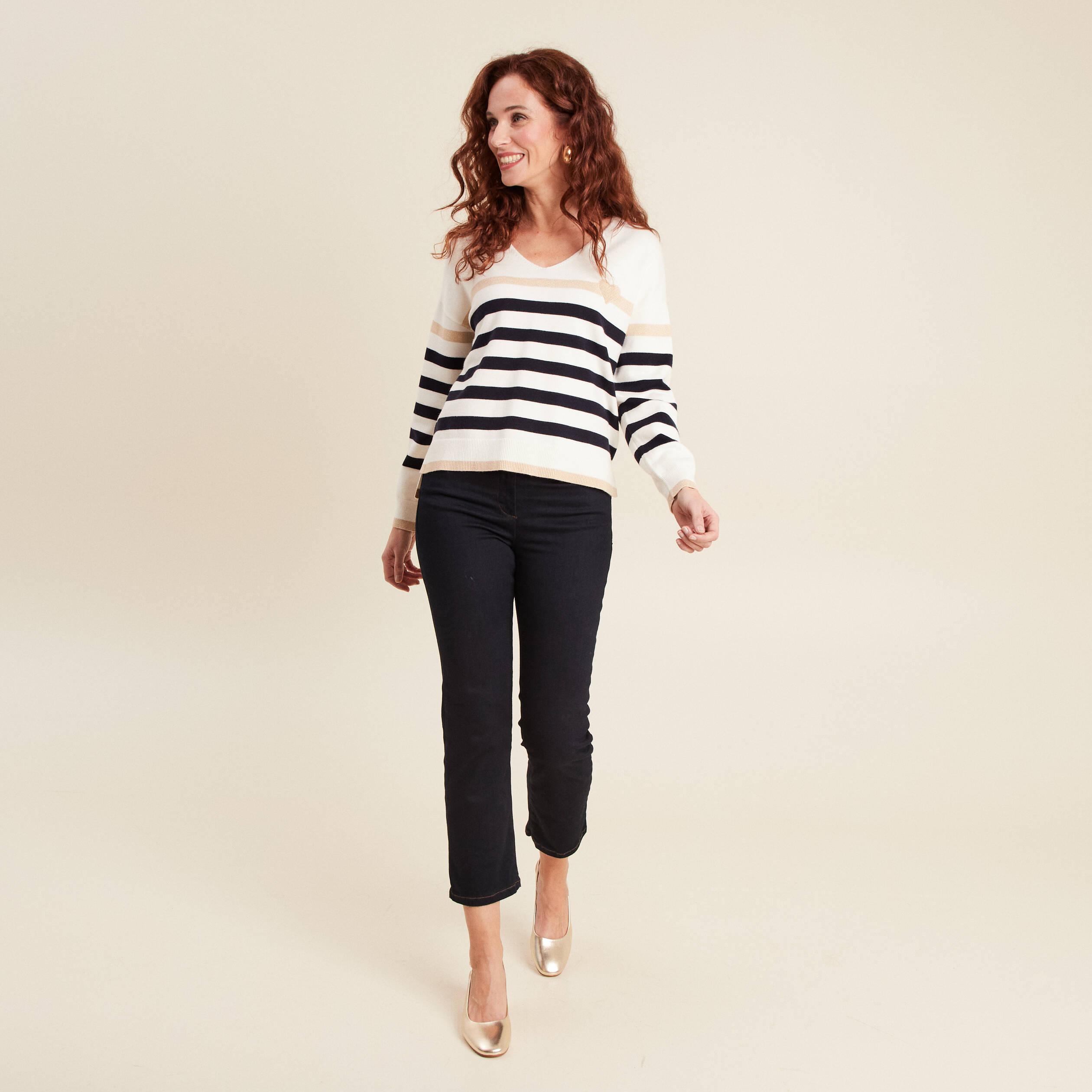 Pull manches longues blanc femme