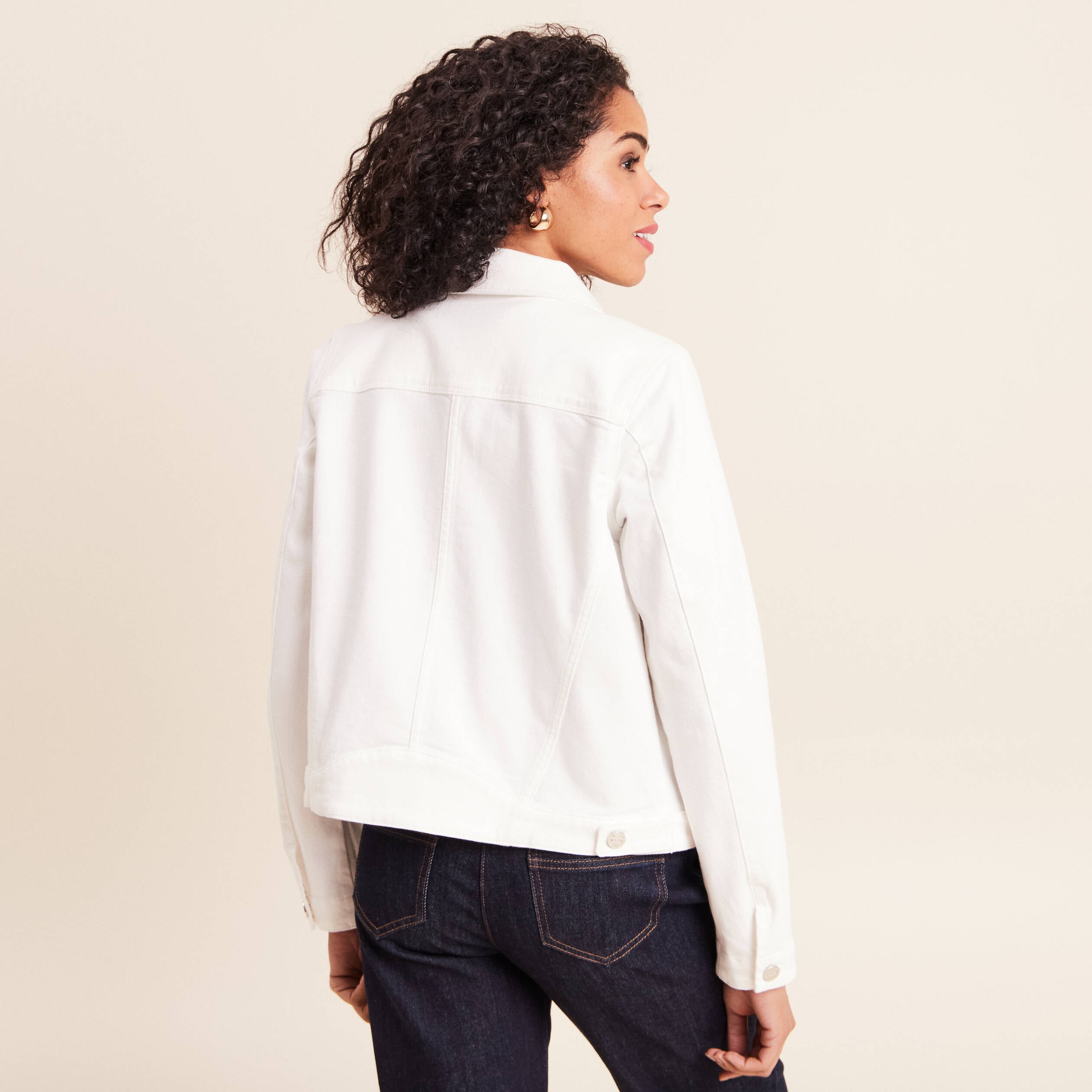 Veste jean manches longues blanc femme