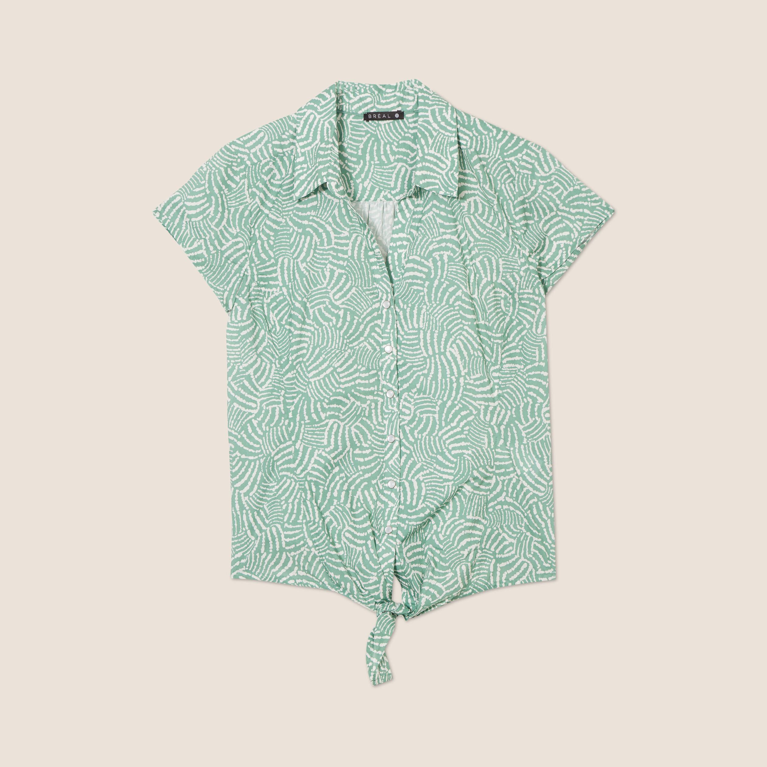 Chemise manches courtes nouée noir femme