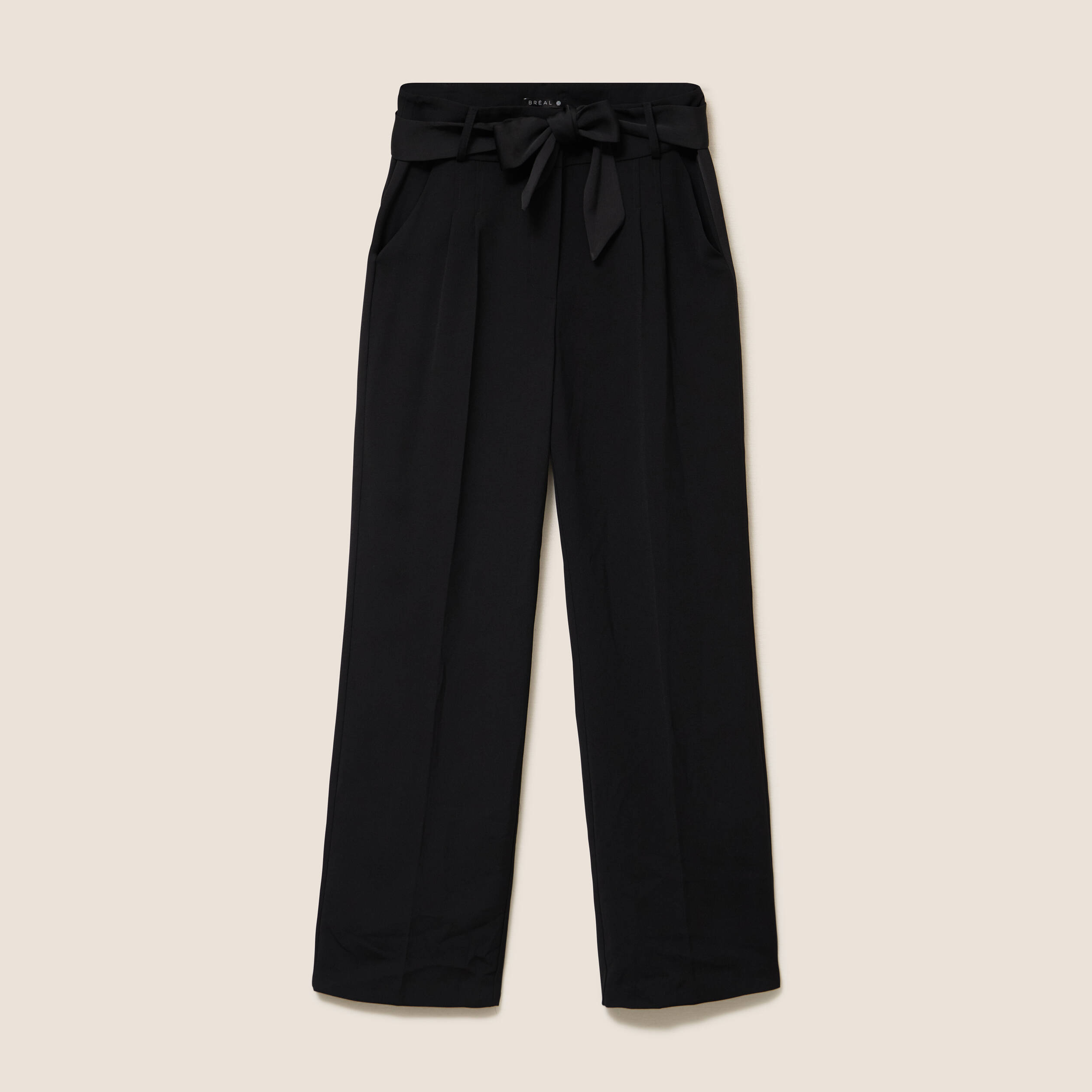 Pantalon satin&eacute; coupe droite noir femme