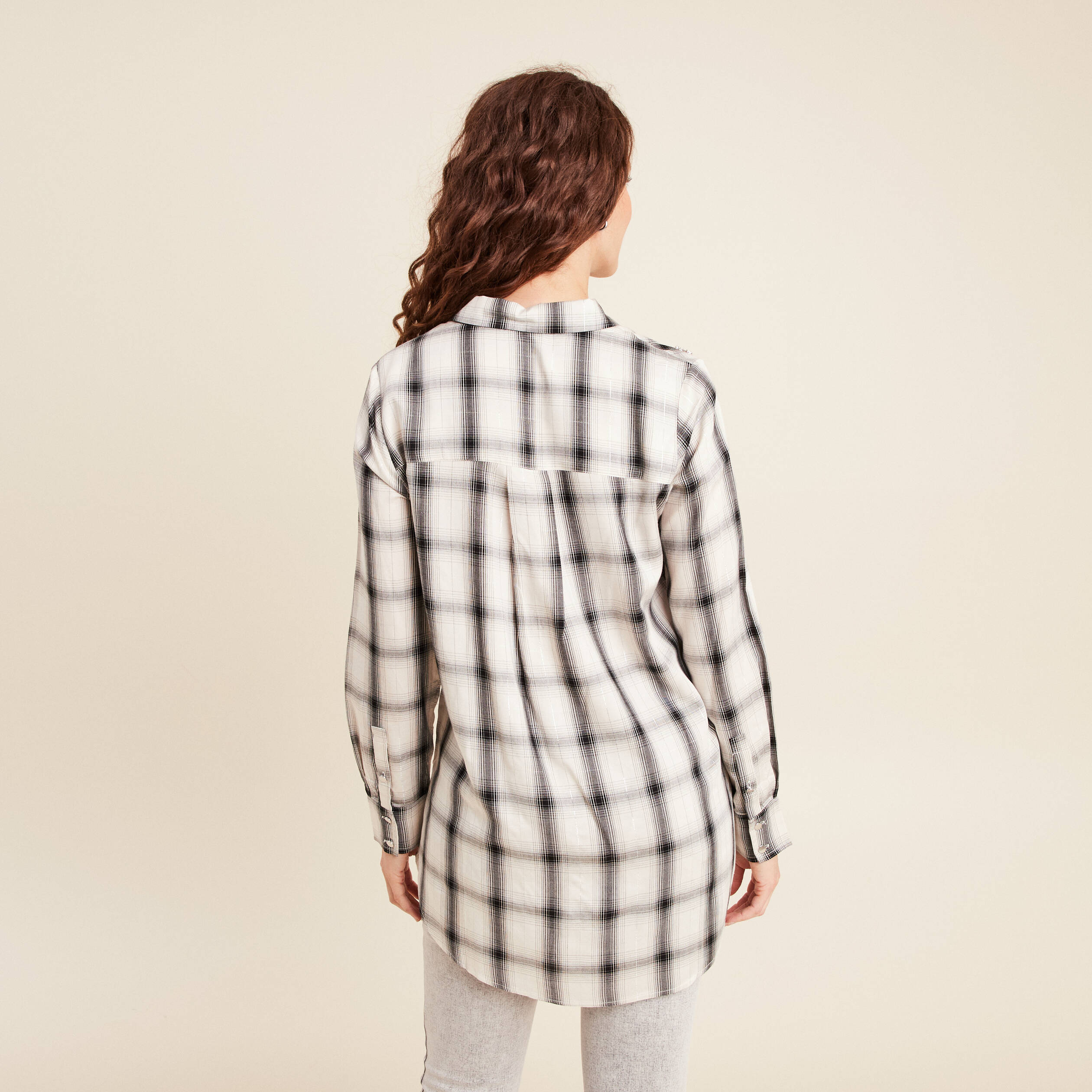 Tunique fluide col chemise blanc femme