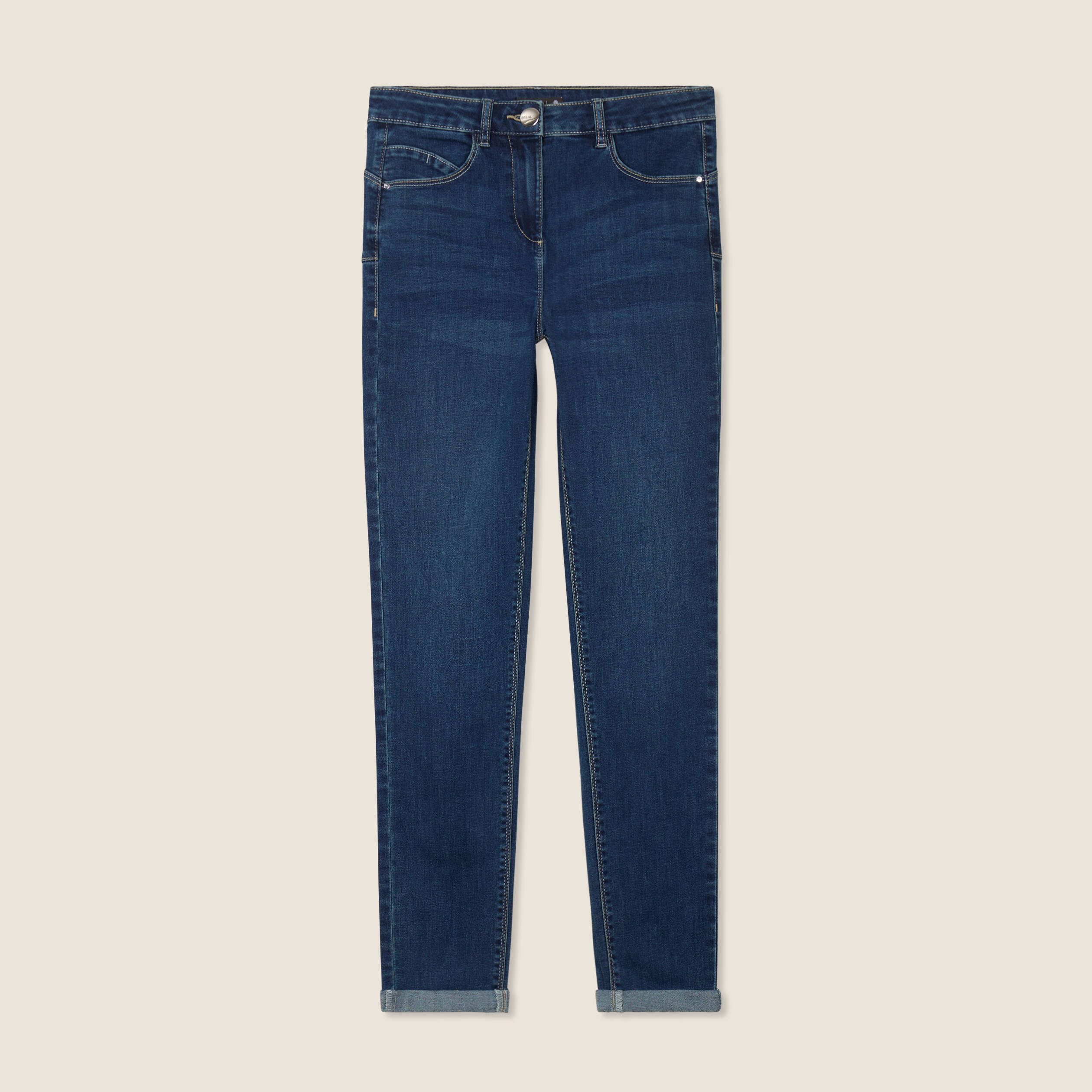 Jean coupe ajust&eacute;e 7/8&egrave;me denim brut femme