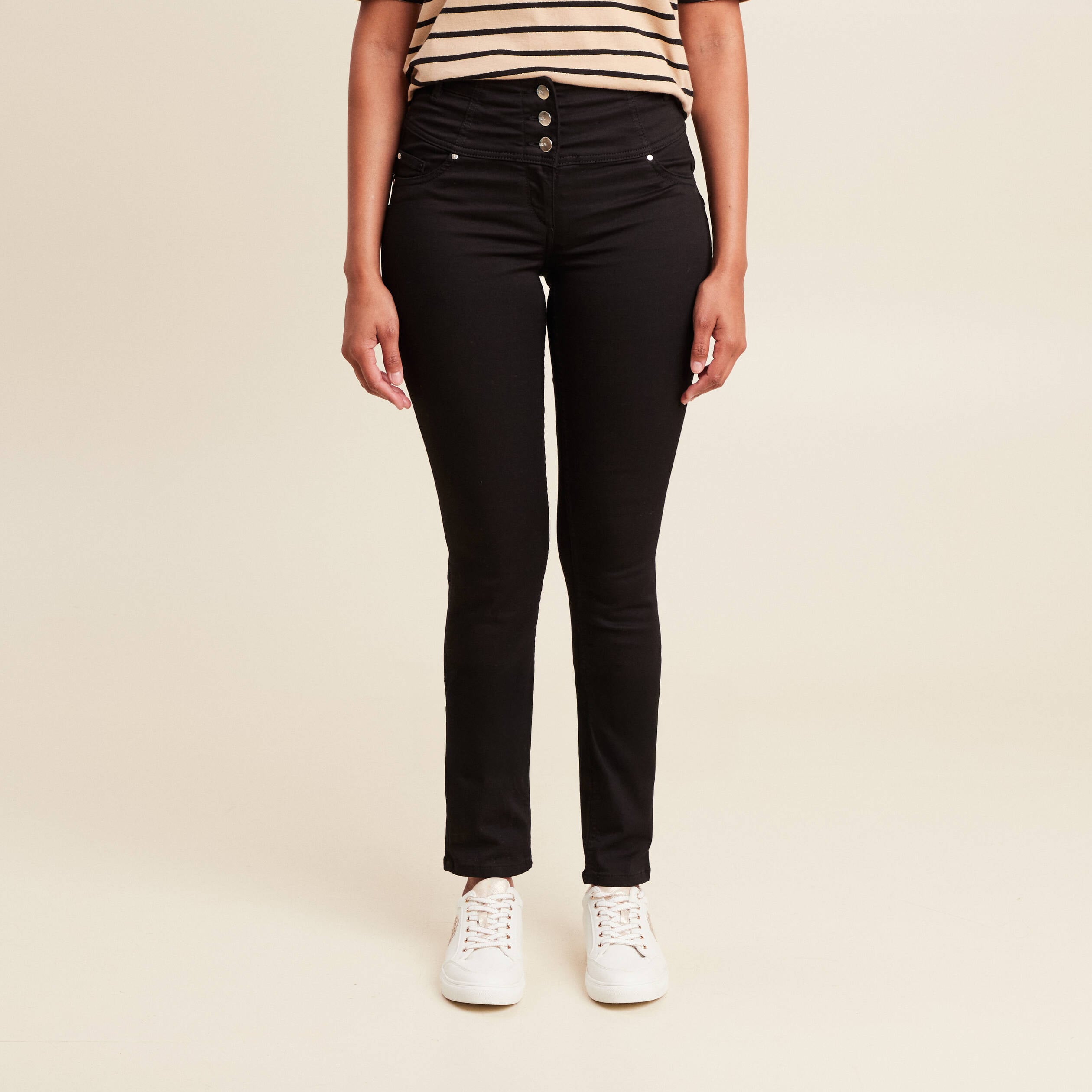 Pantalon magique Le Gainant ajust&eacute; denim noir femme