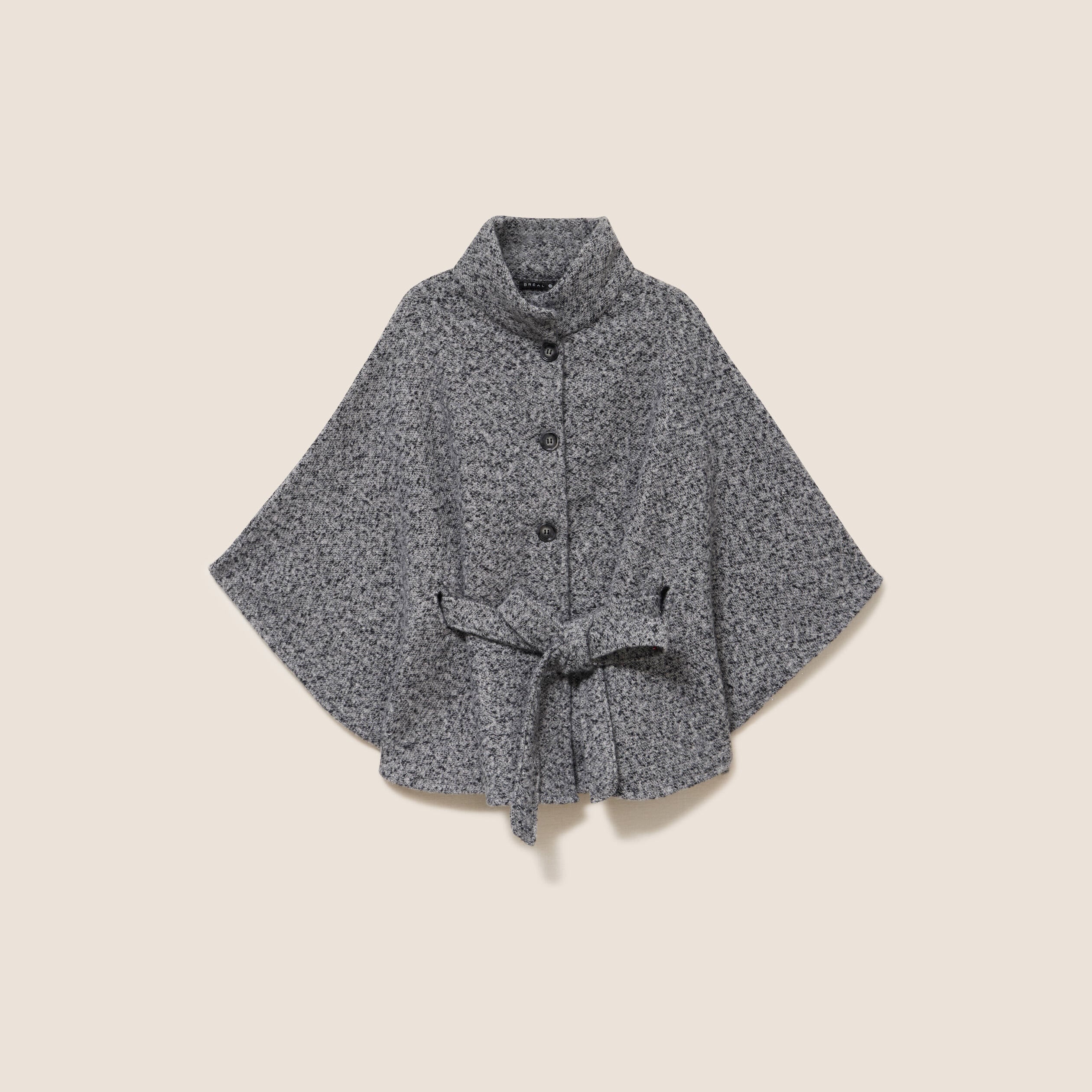 Poncho ceintur&eacute; gris clair femme