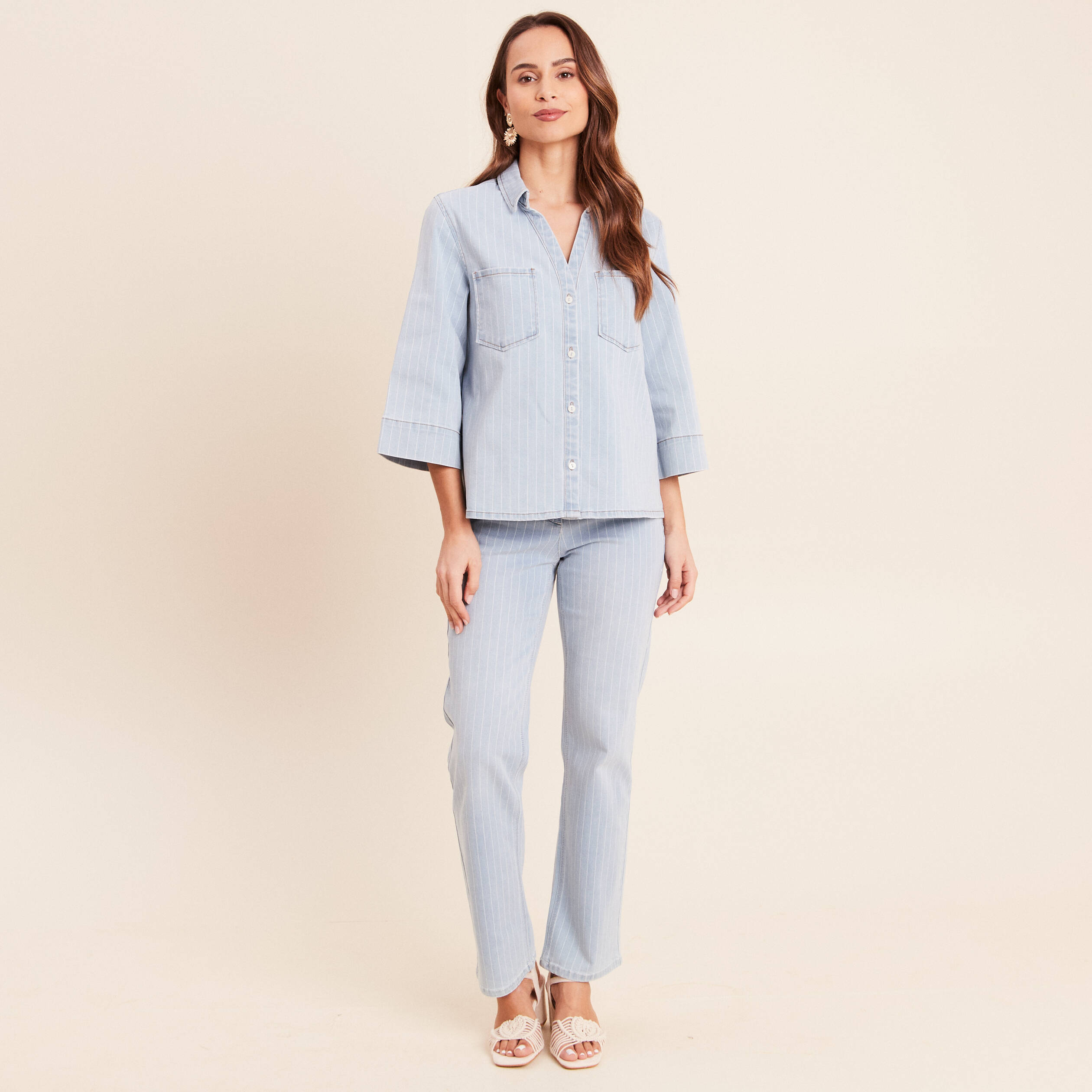 Jean coupe droite taille standard blanc femme