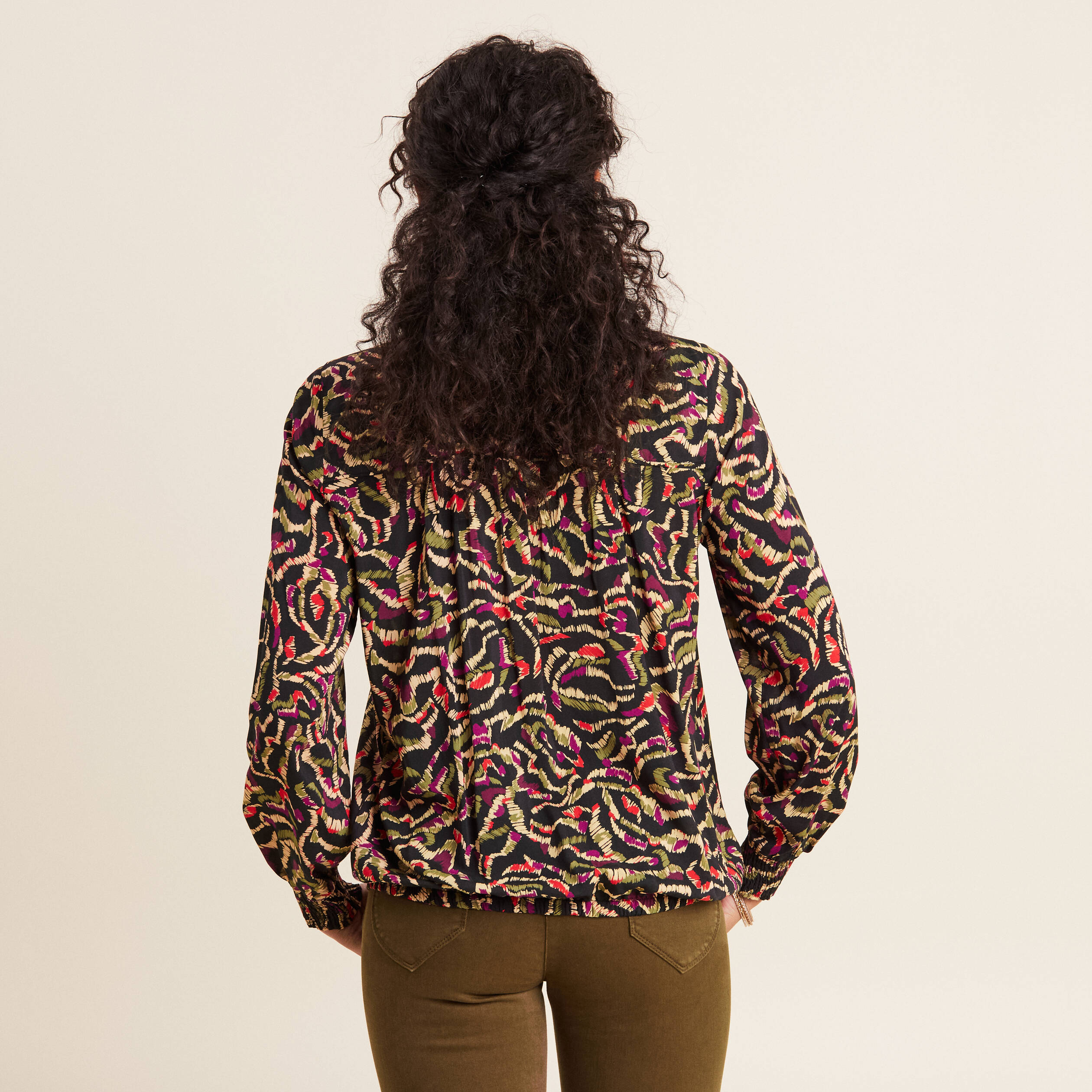 Blouse manches longues vert kaki femme
