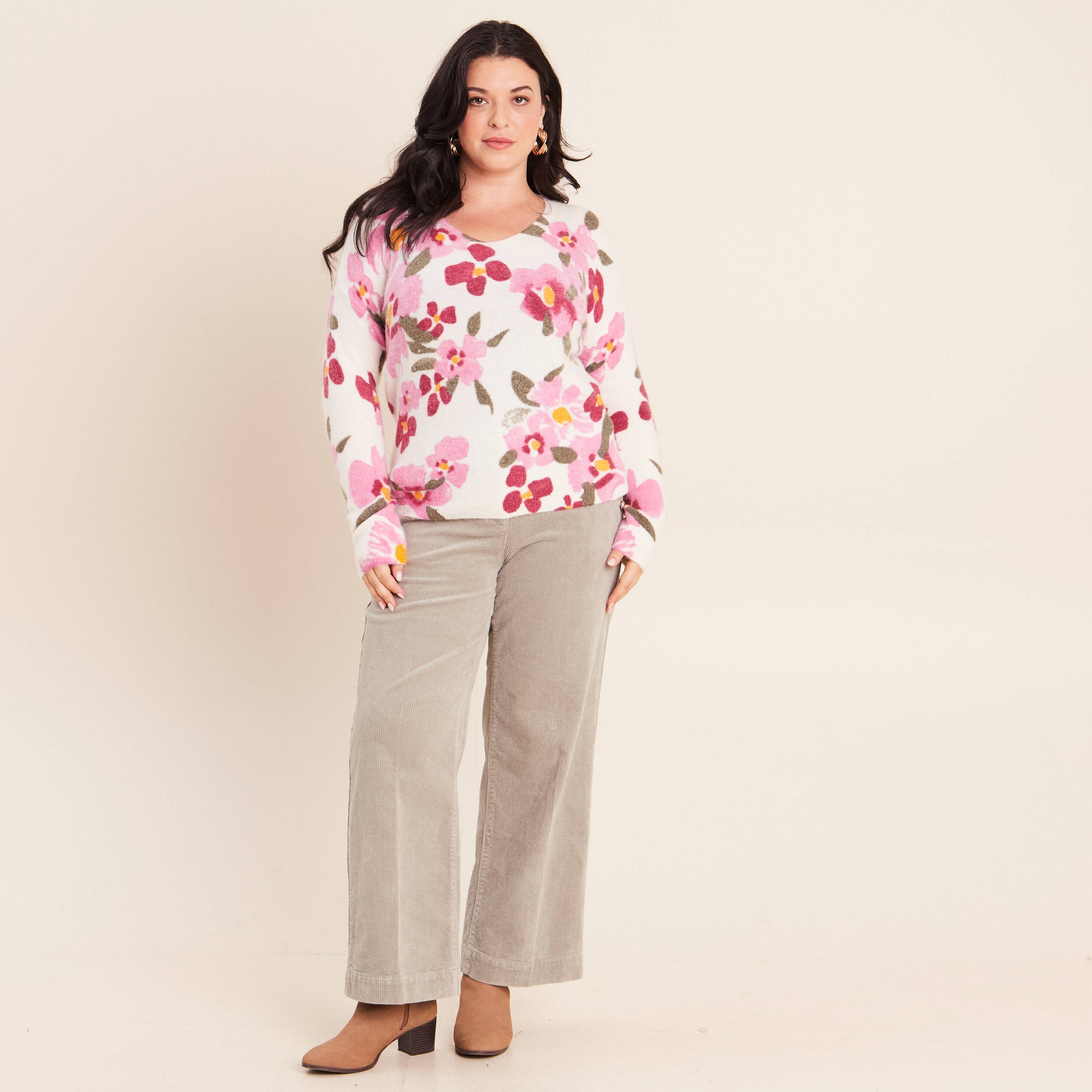 Pull manches longues multicolore femme