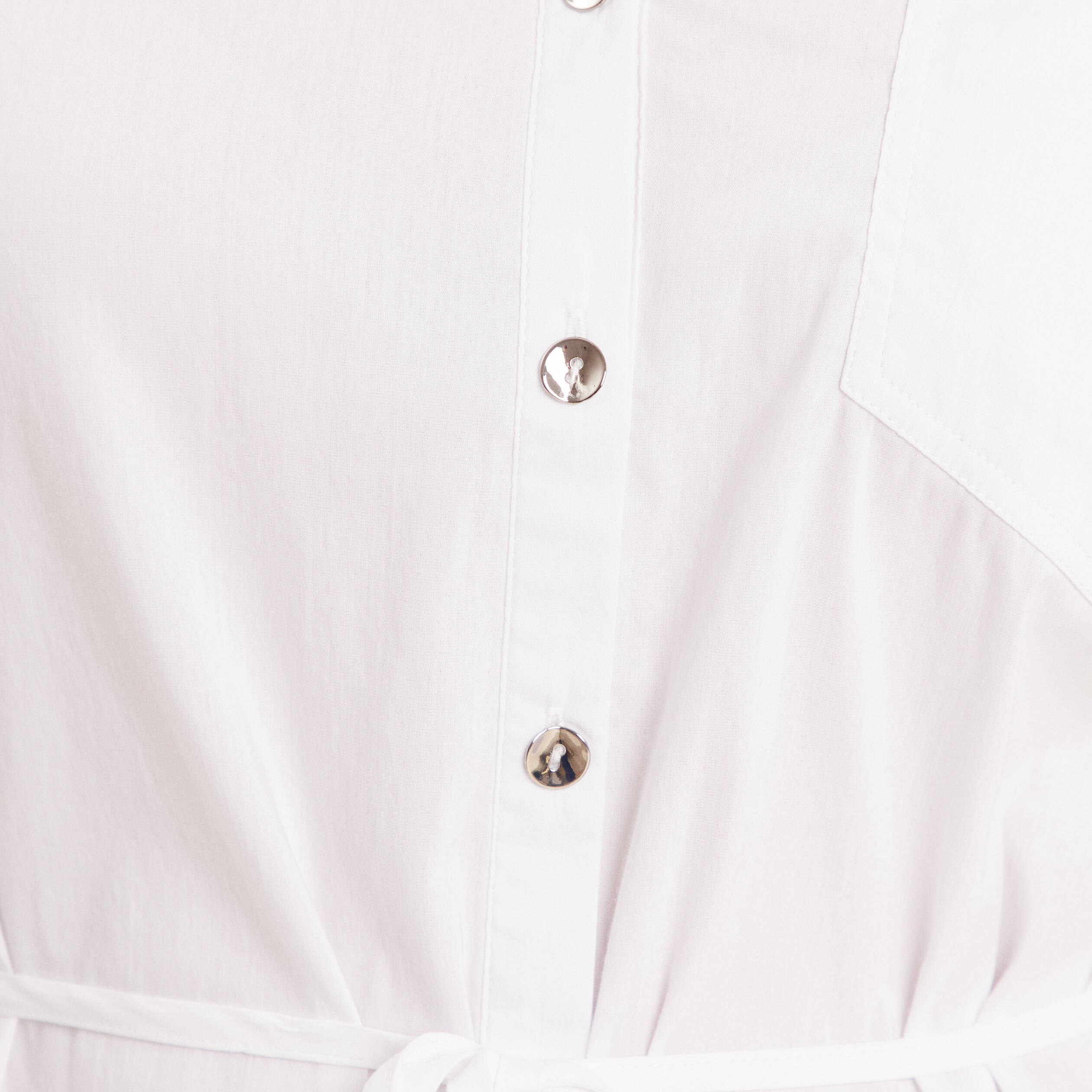 Tunique droite longue col chemise blanc femme