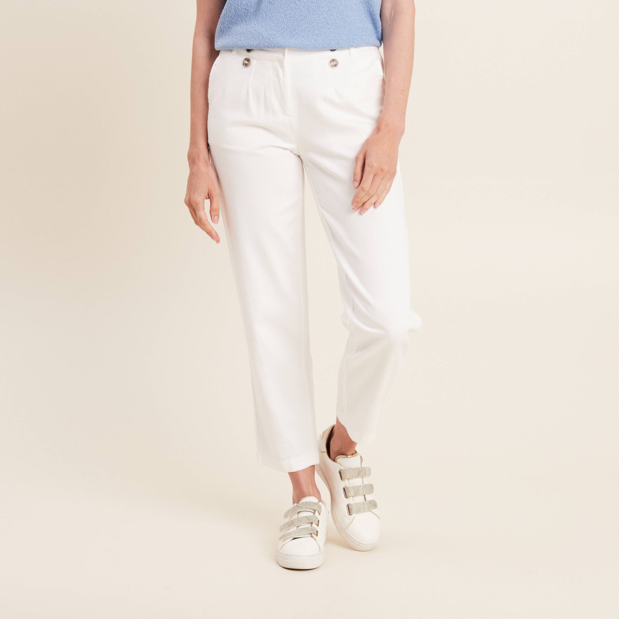Pantalon droit ecru femme