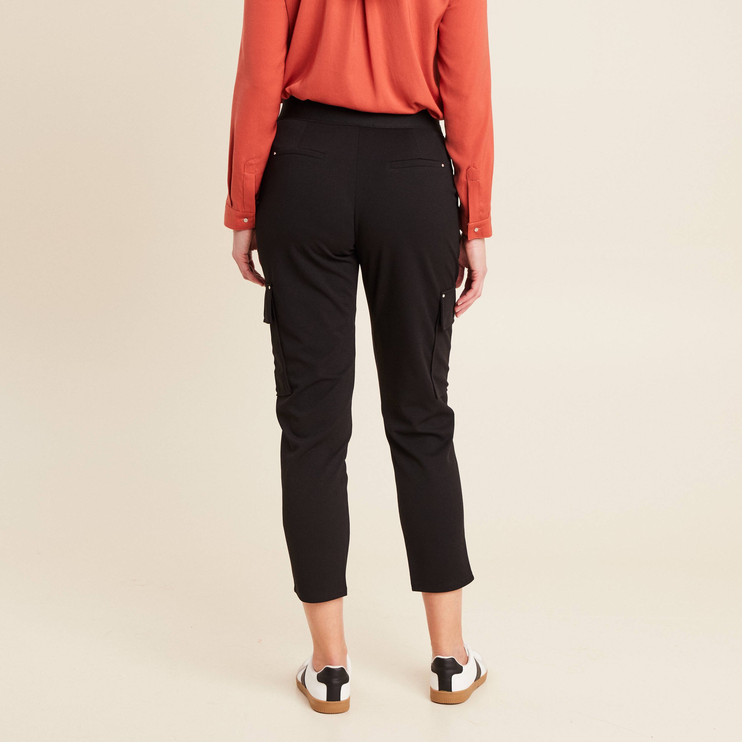 Pantalon cargo flou noir femme