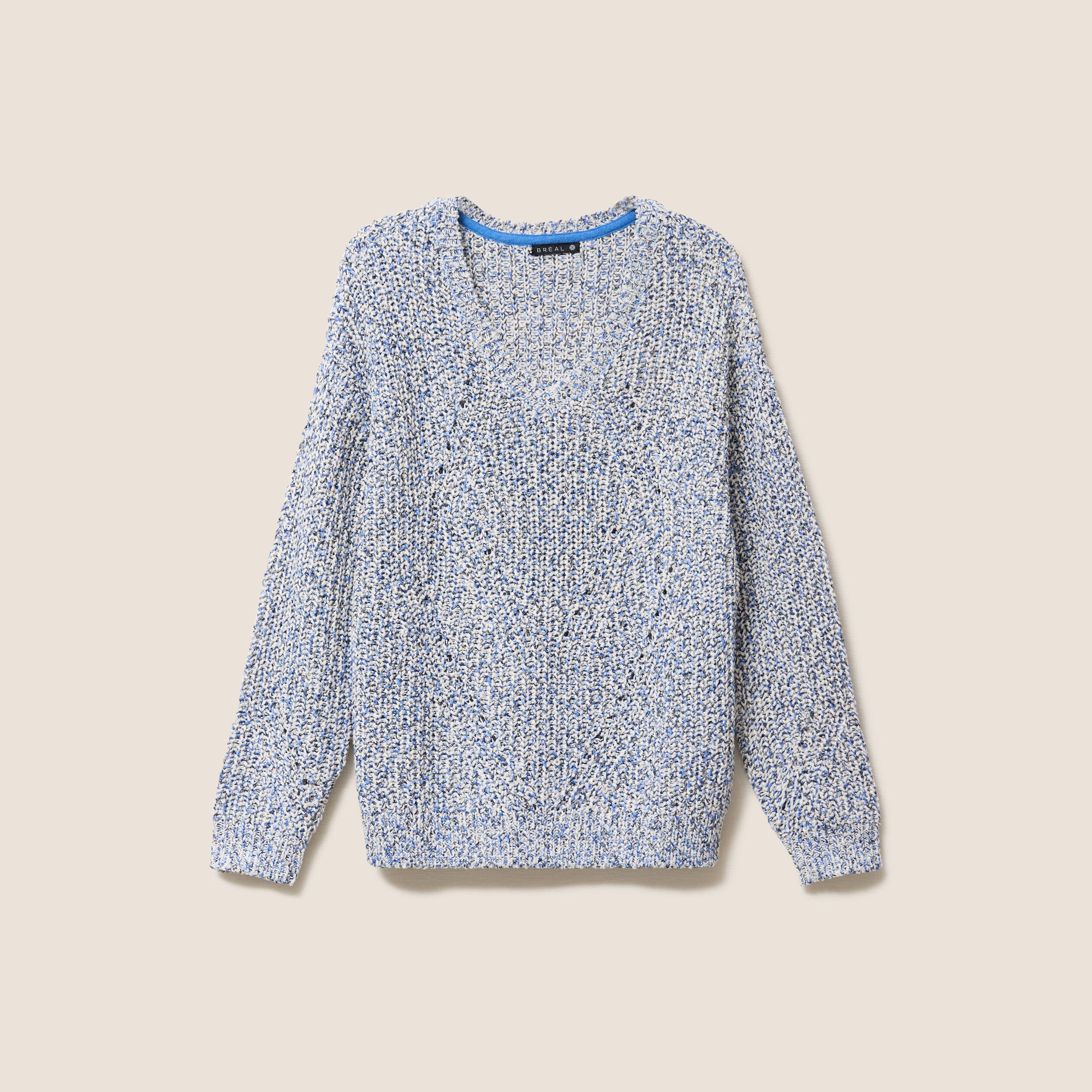Pull col v bleu roi femme