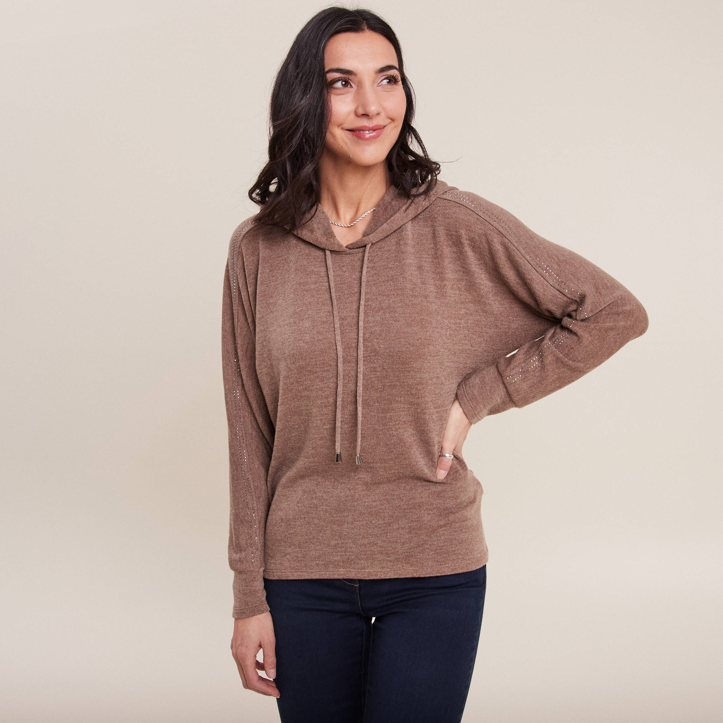Sweat manches longues marron femme