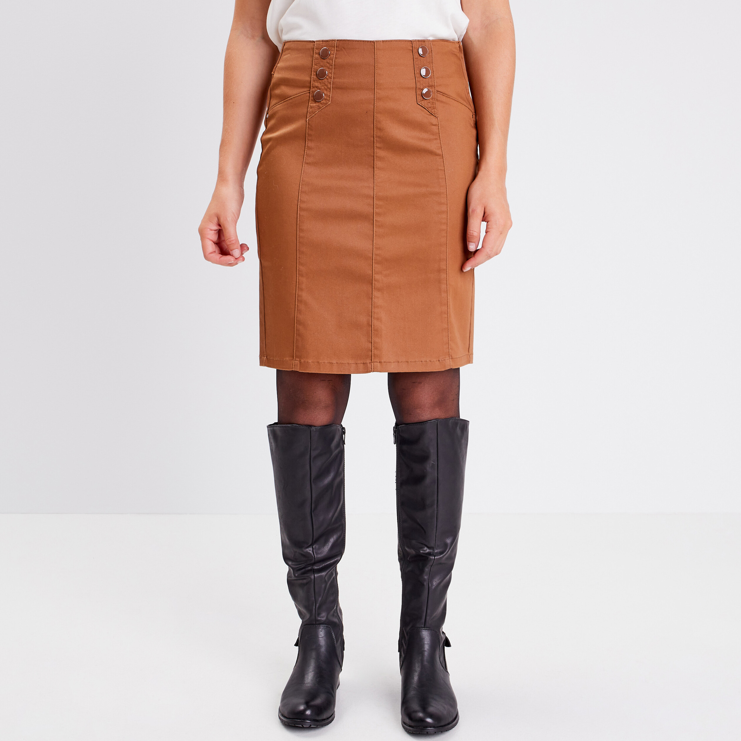Jupe droite marron femme Bréal