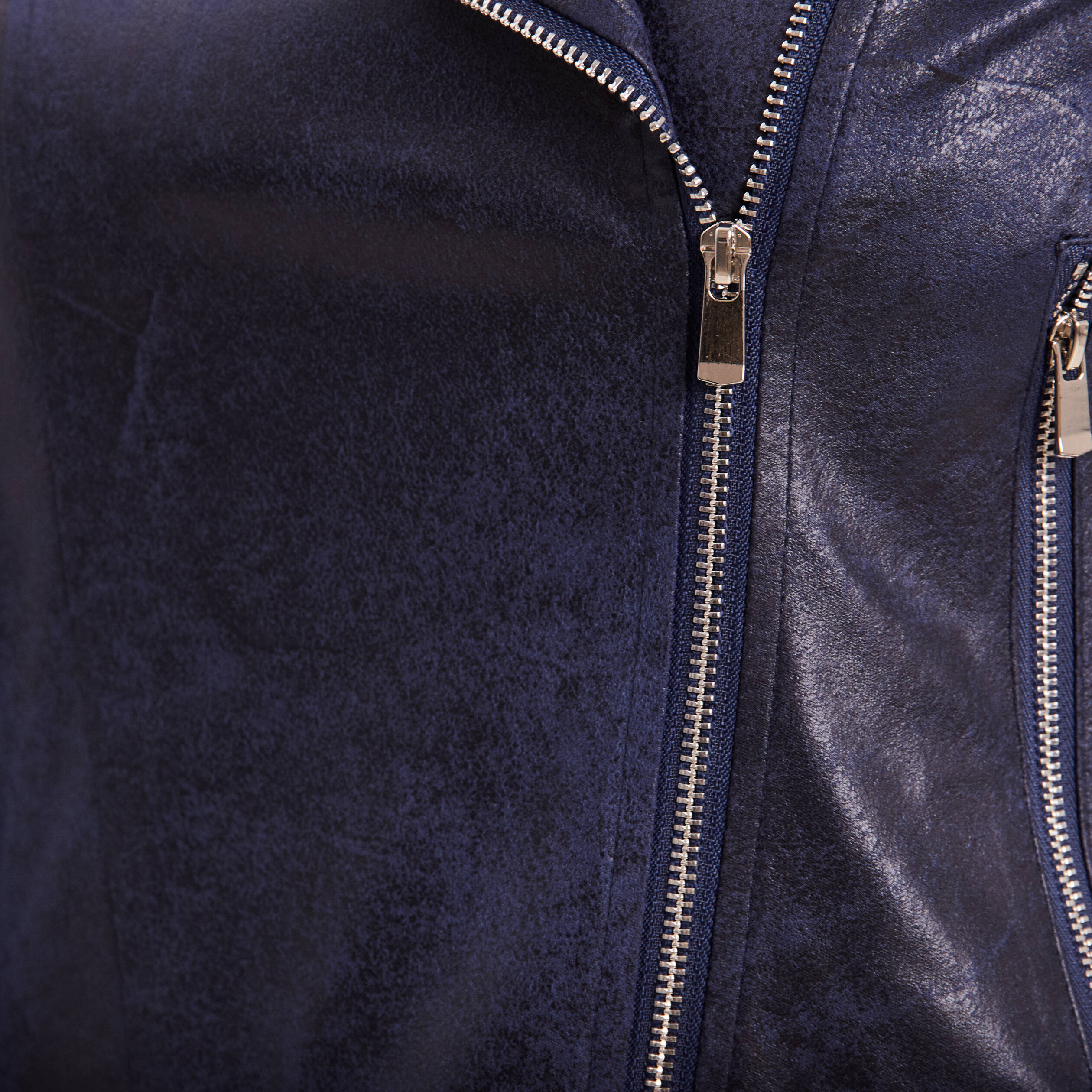 veste esprit motard zippee bleu fonce femme Veste esprit motard zippée bleu foncé femme