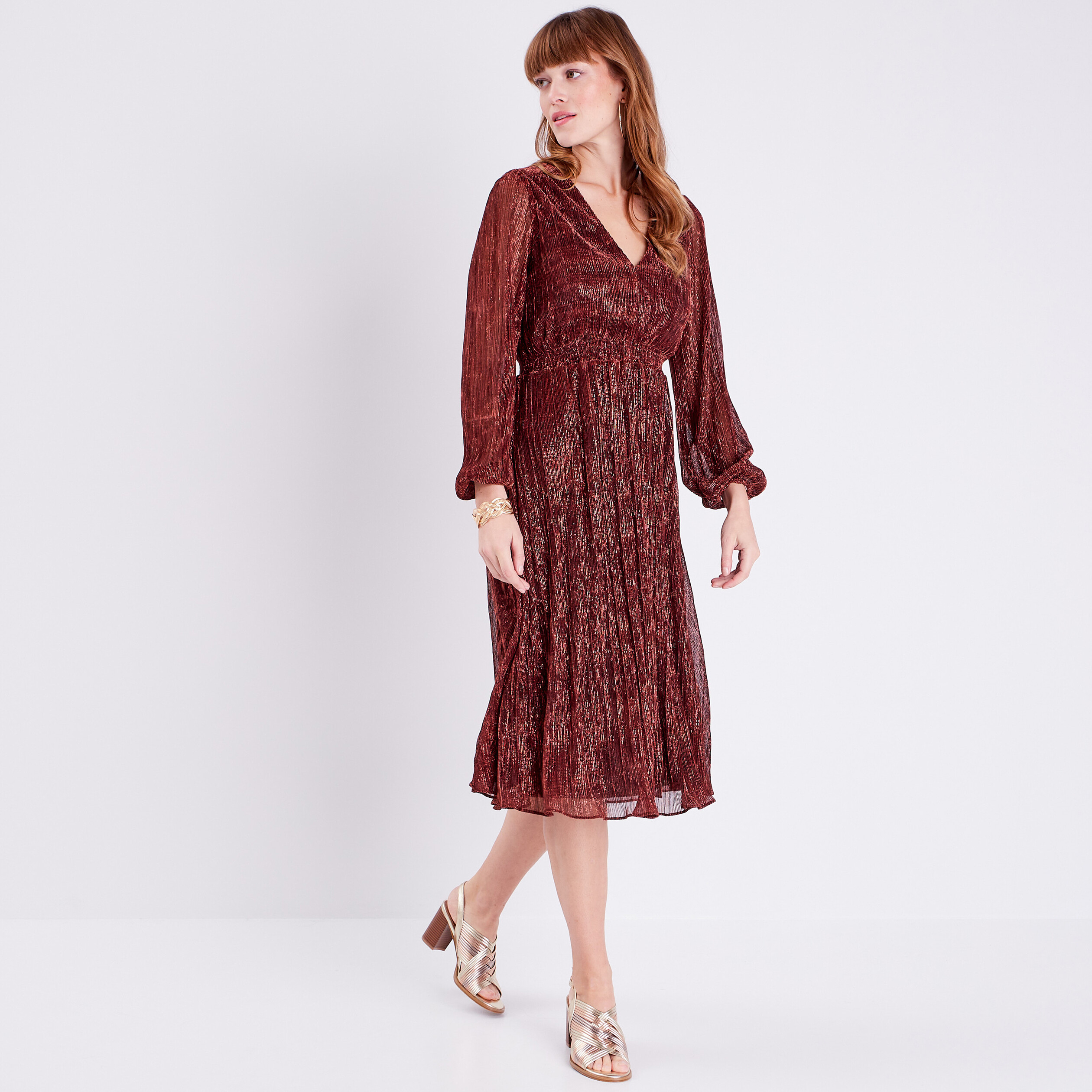 Robe longue droite rose femme