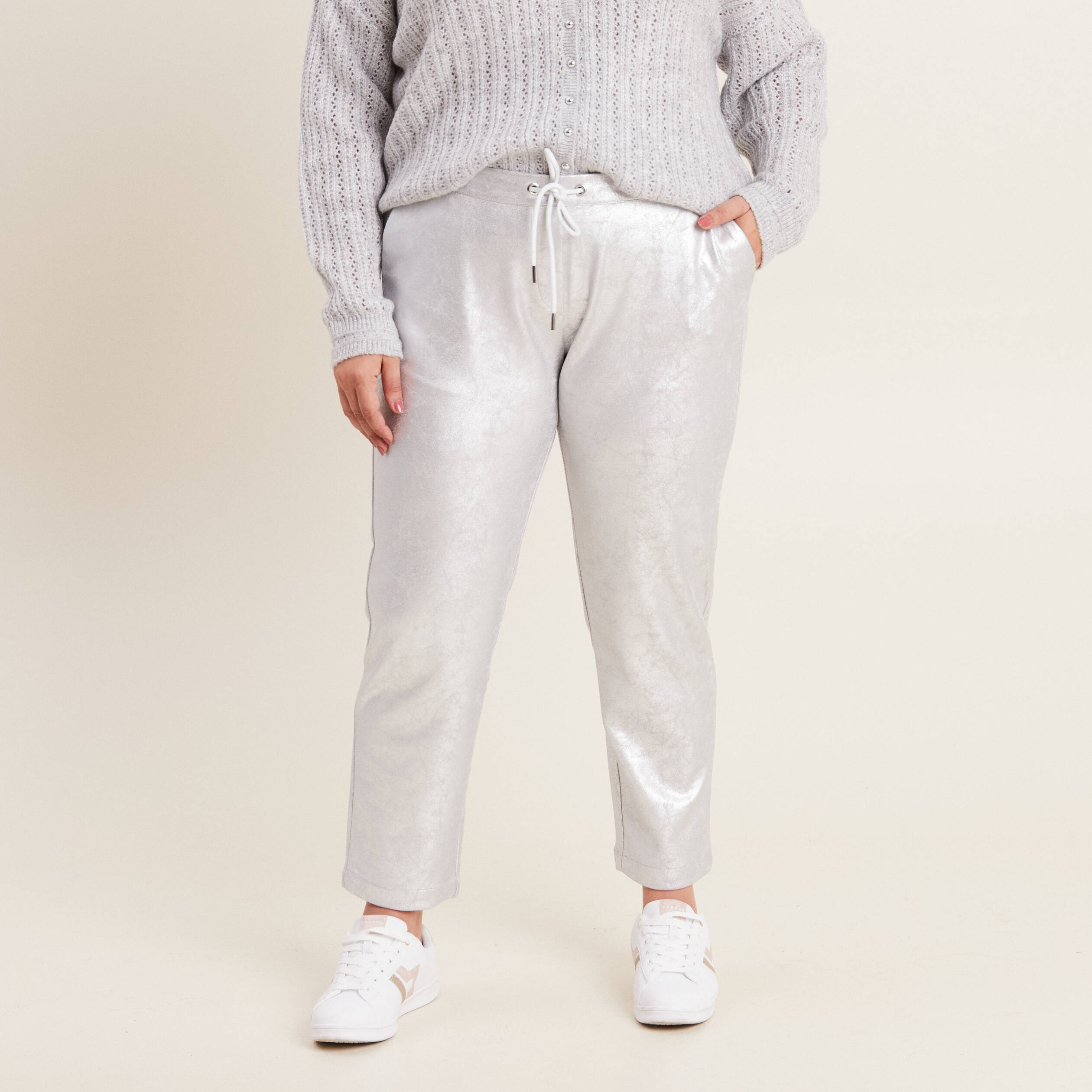 Pantalon jogging argenté femme deals