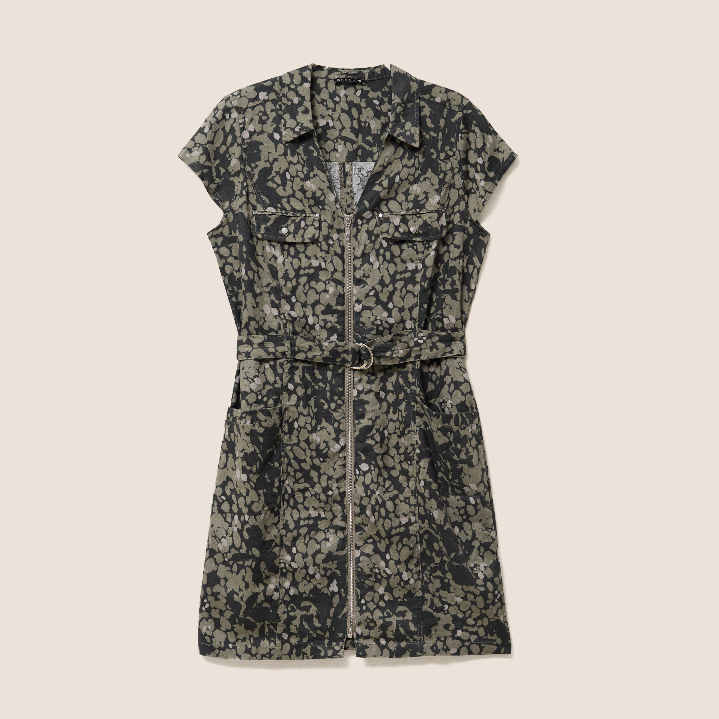 Robe droite zipp&eacute;e vert femme
