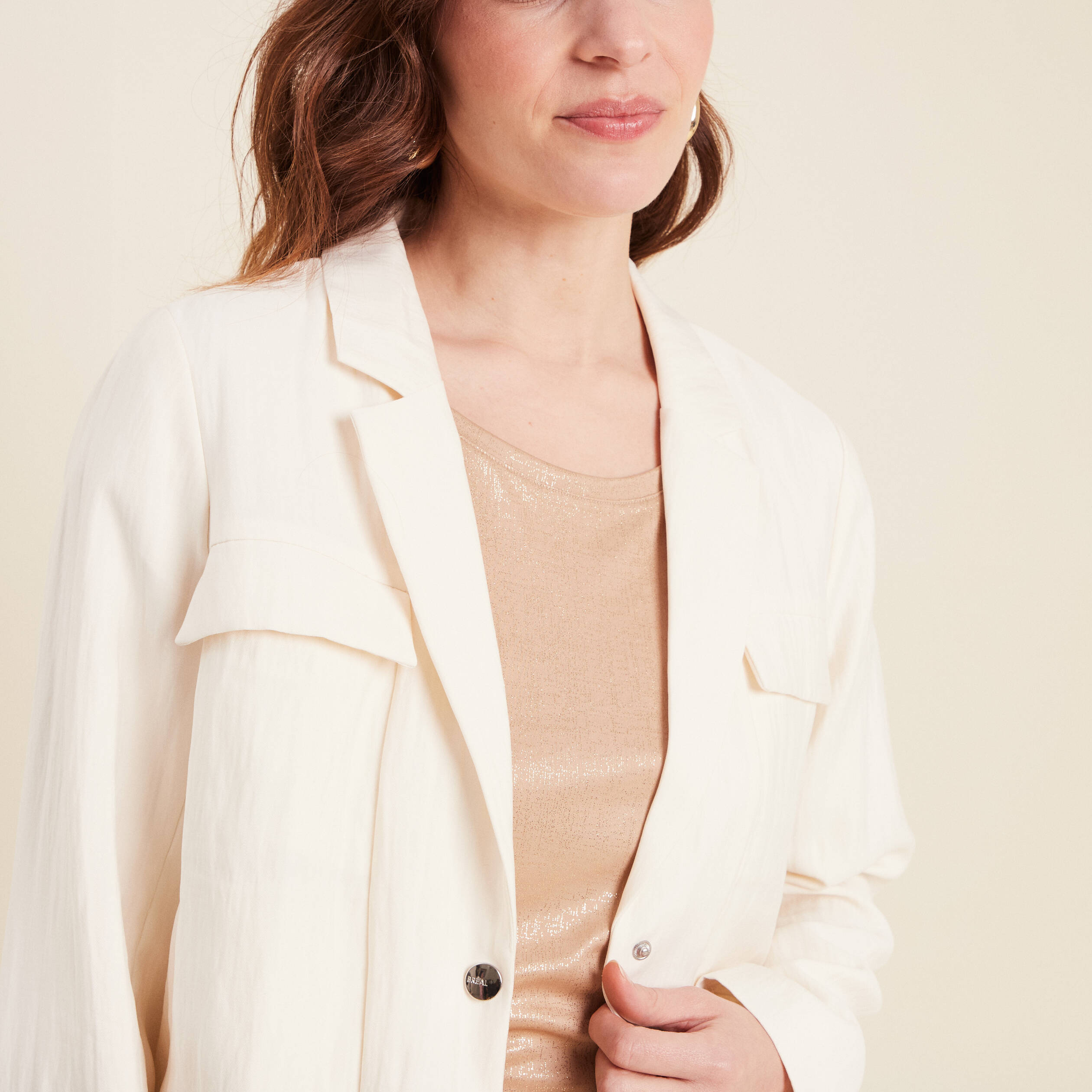 Veste esprit tailleur ecru femme