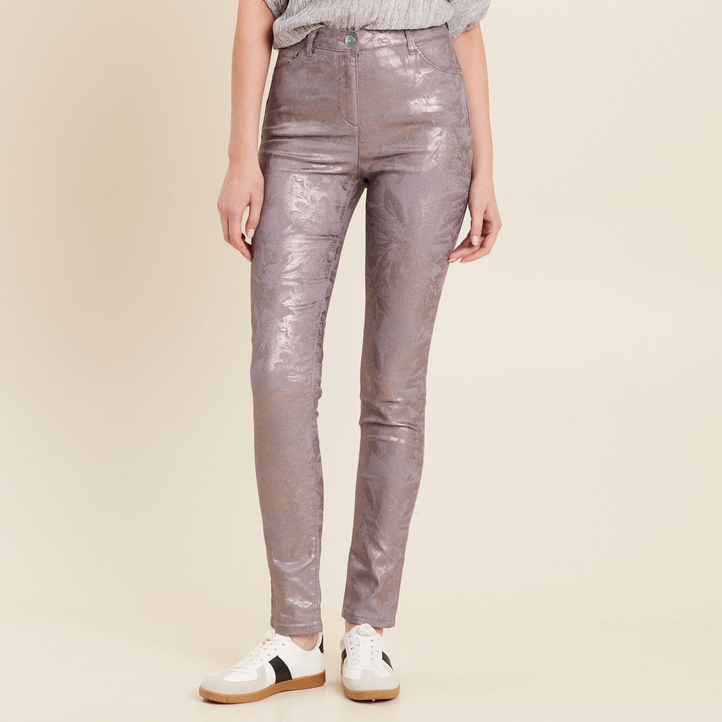 Pantalon ajusté marron femme