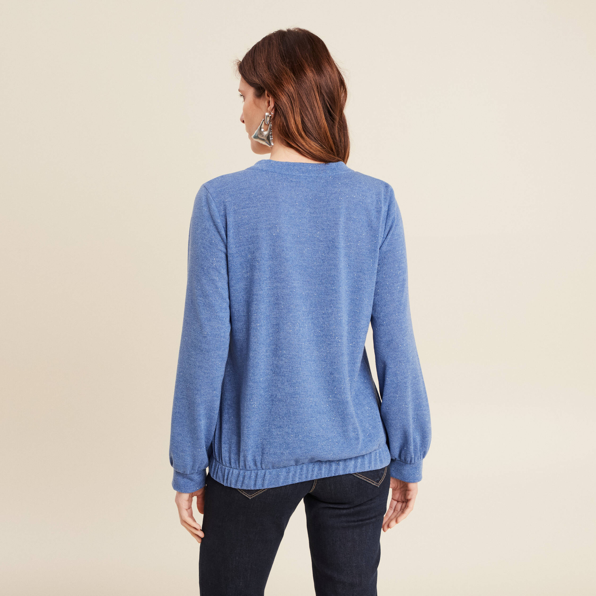 Sweat manches longues bleu ciel femme
