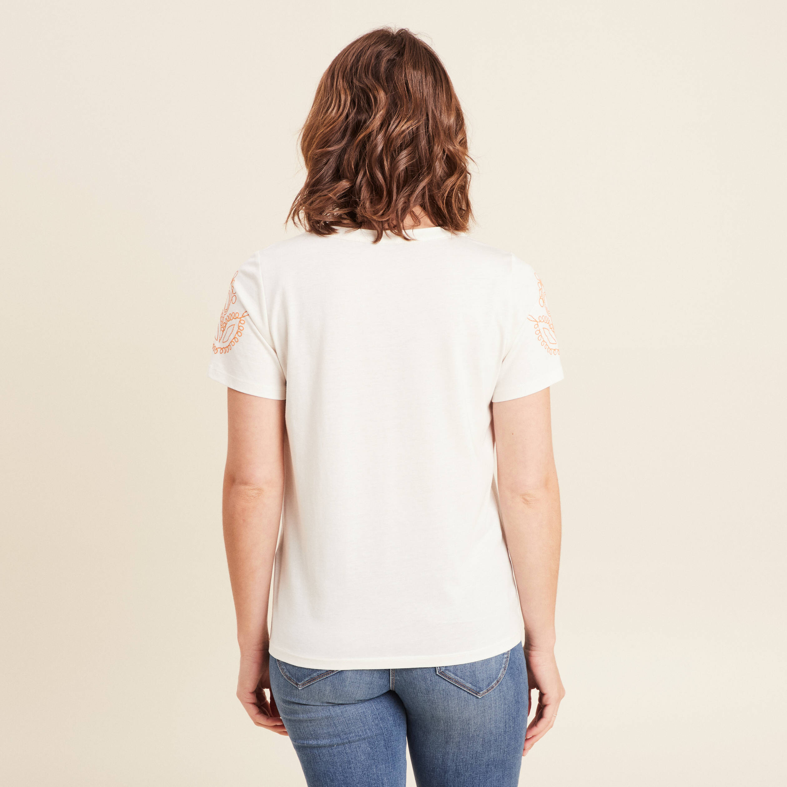 Top col tunisien ecru femme
