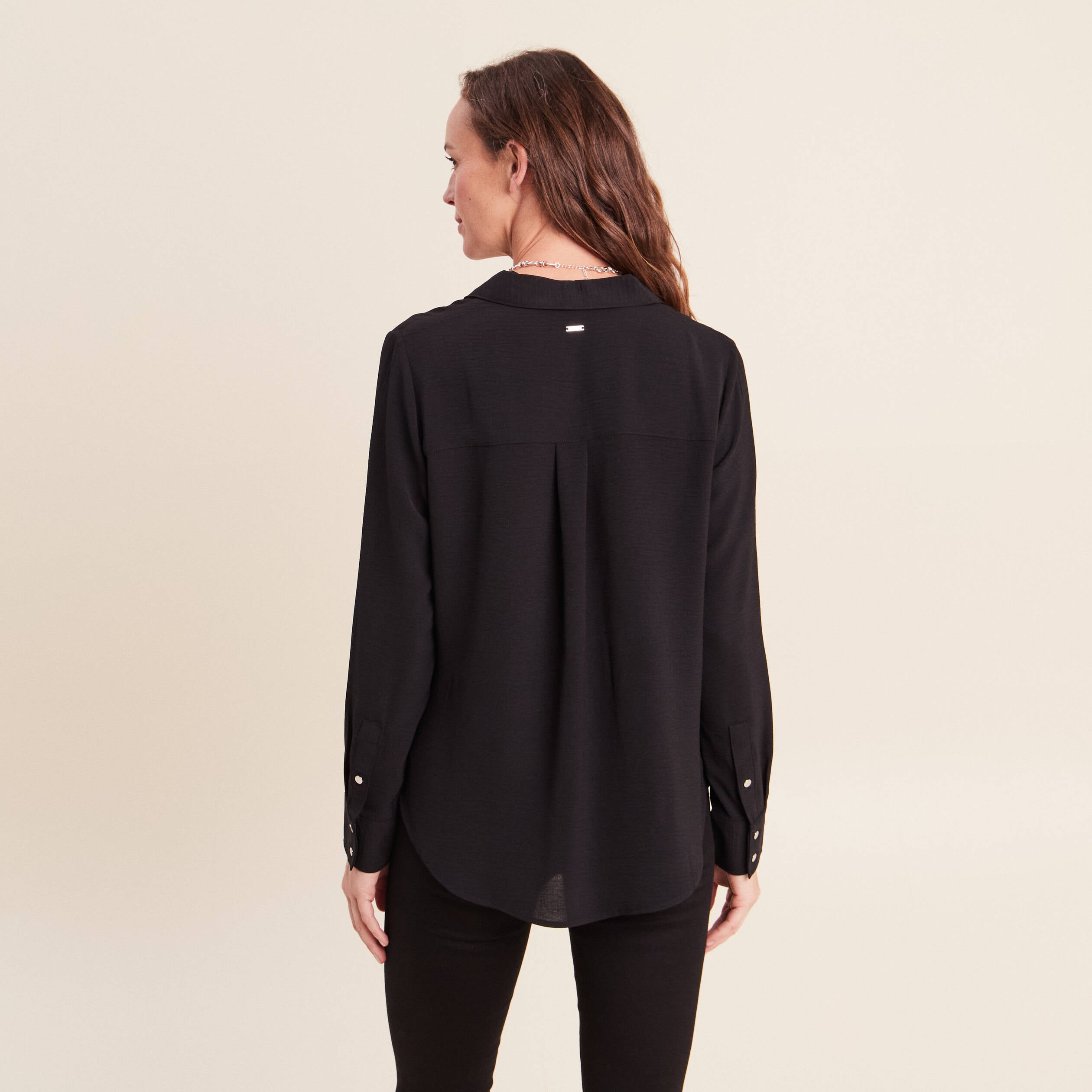 Chemise manches longues noir femme