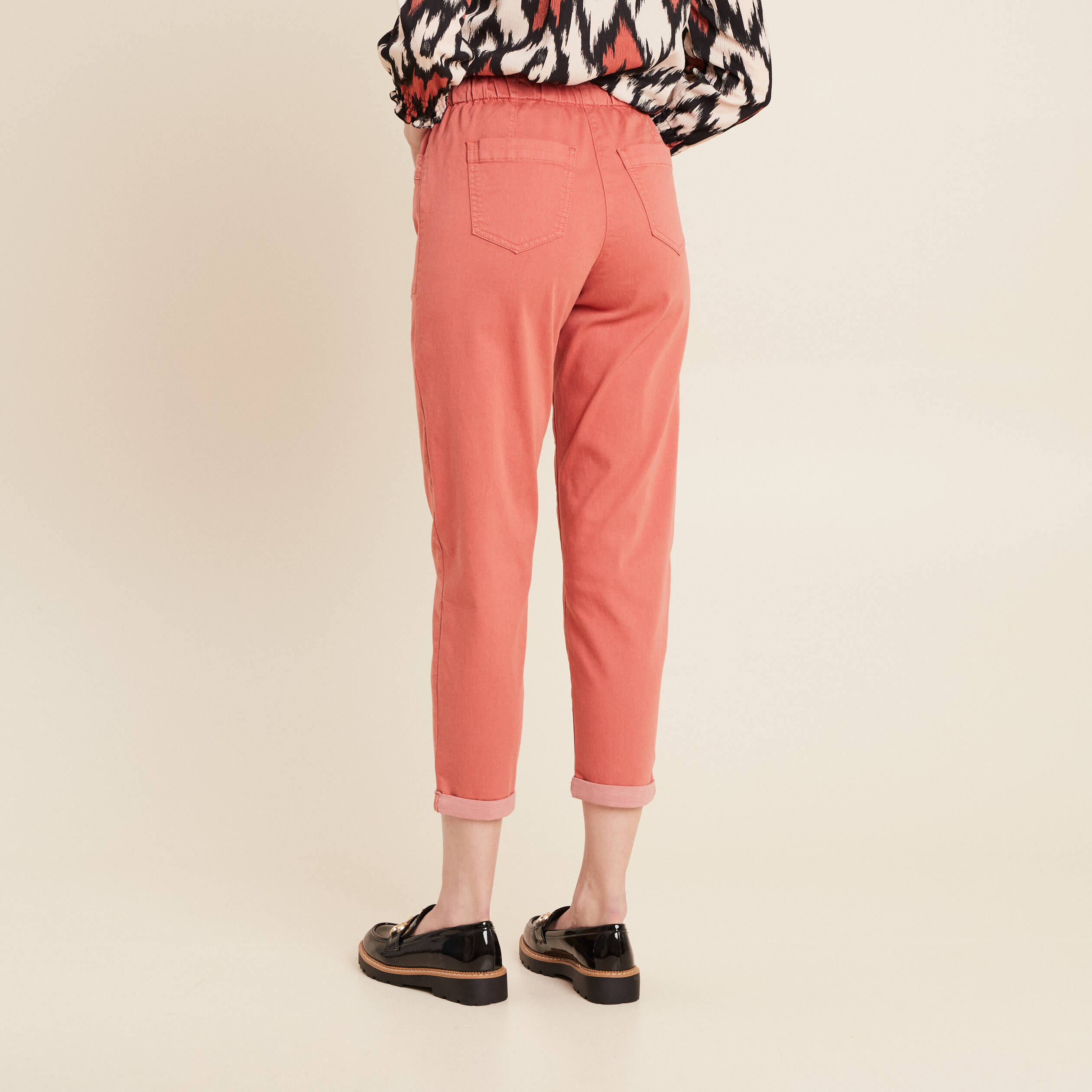 pantalon coupe droite a coulisse vieux rose femme Pantalon coupe droite à coulisse vieux rose femme