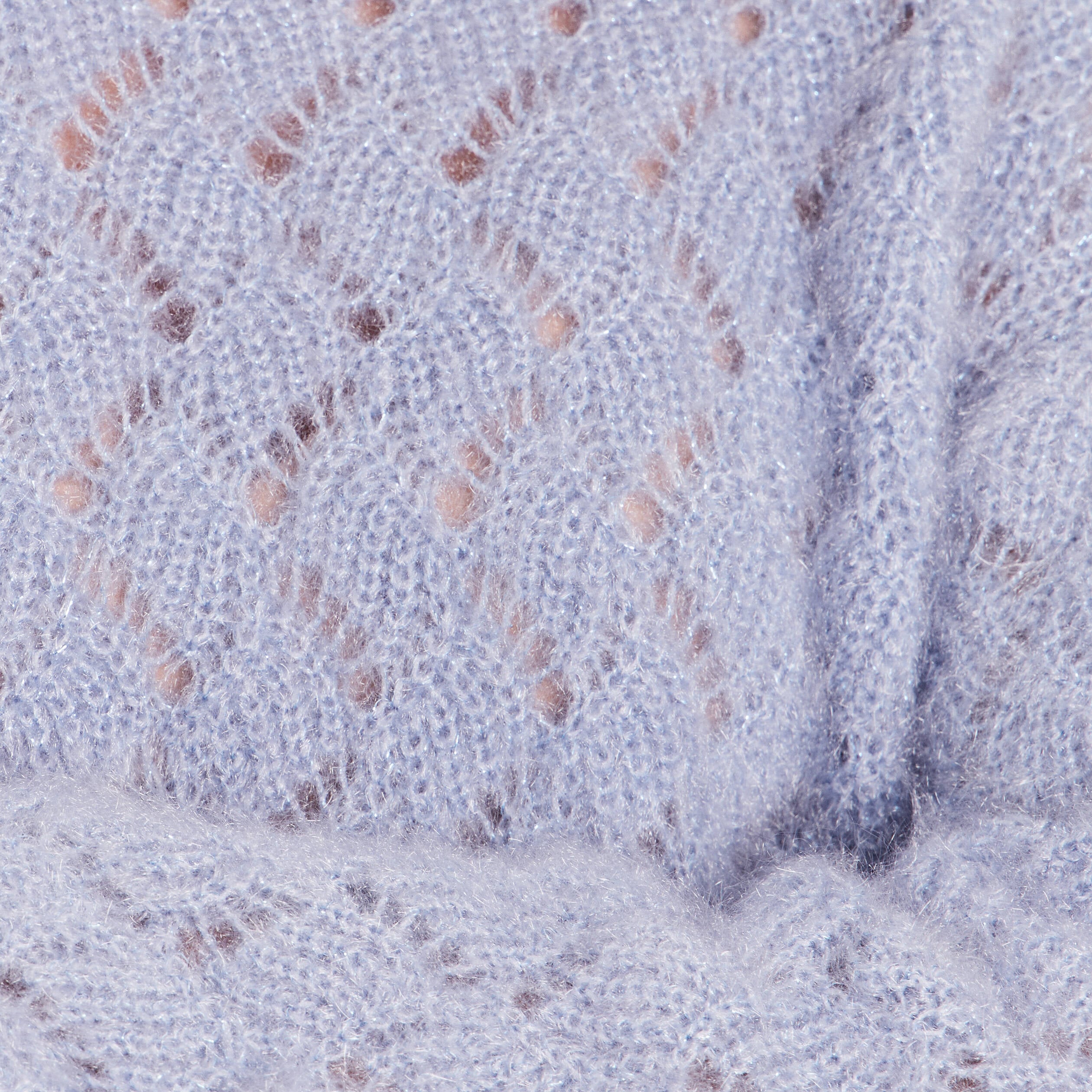 Pull manches longues ajour&eacute; denim snow gris femme