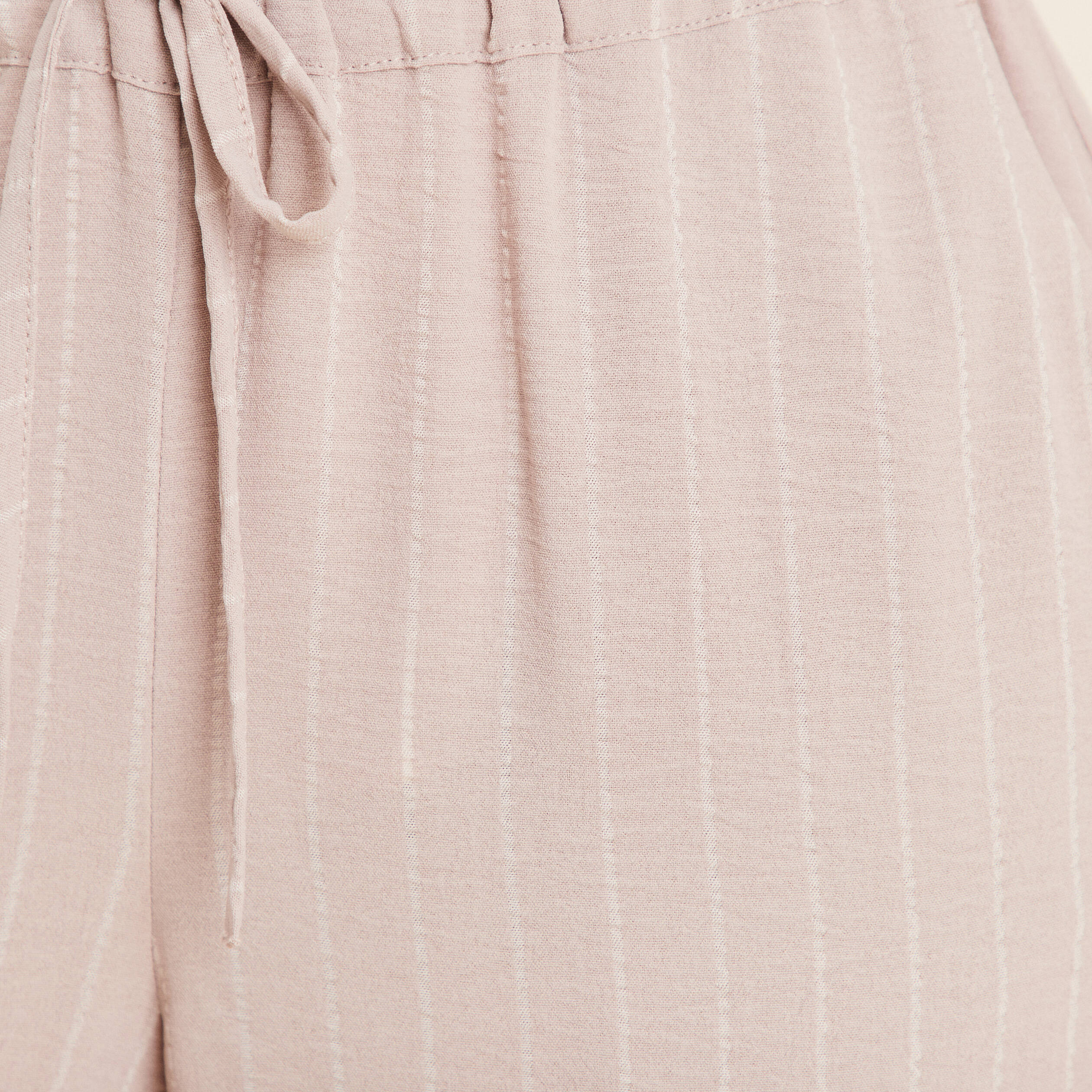 Pantalon large taille haute beige femme