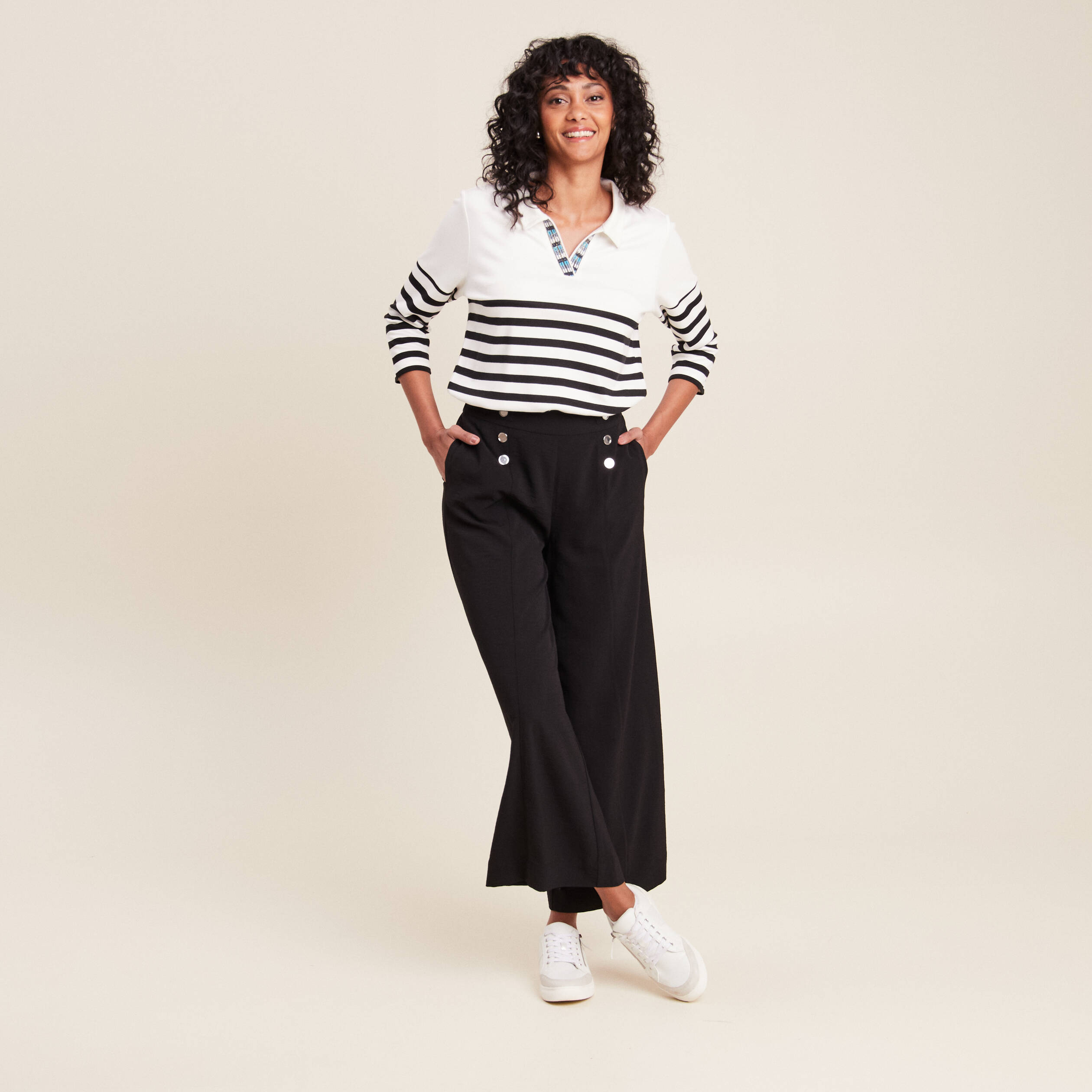T-shirt manches 3/4 blanc femme