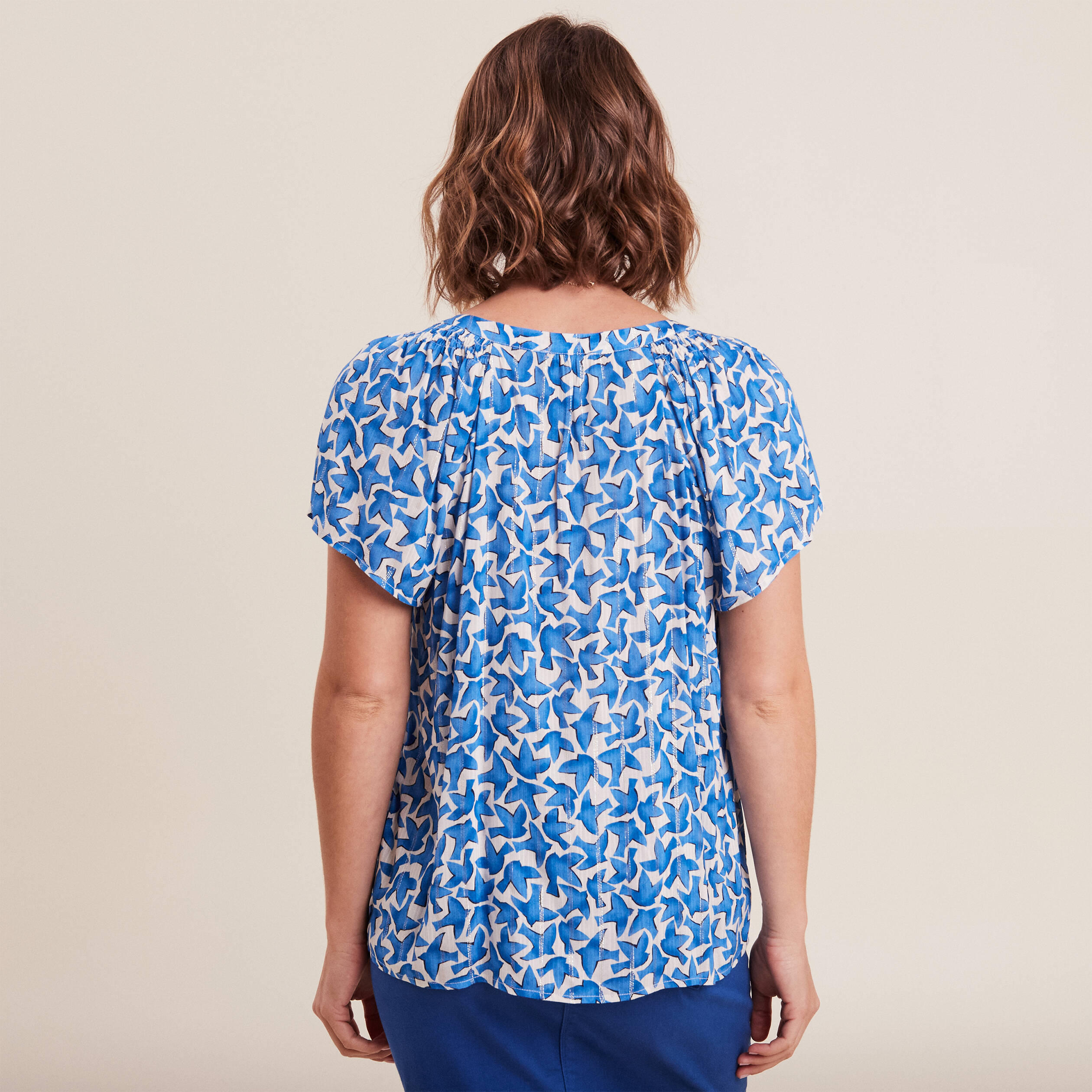 Blouse manches courtes bleu femme