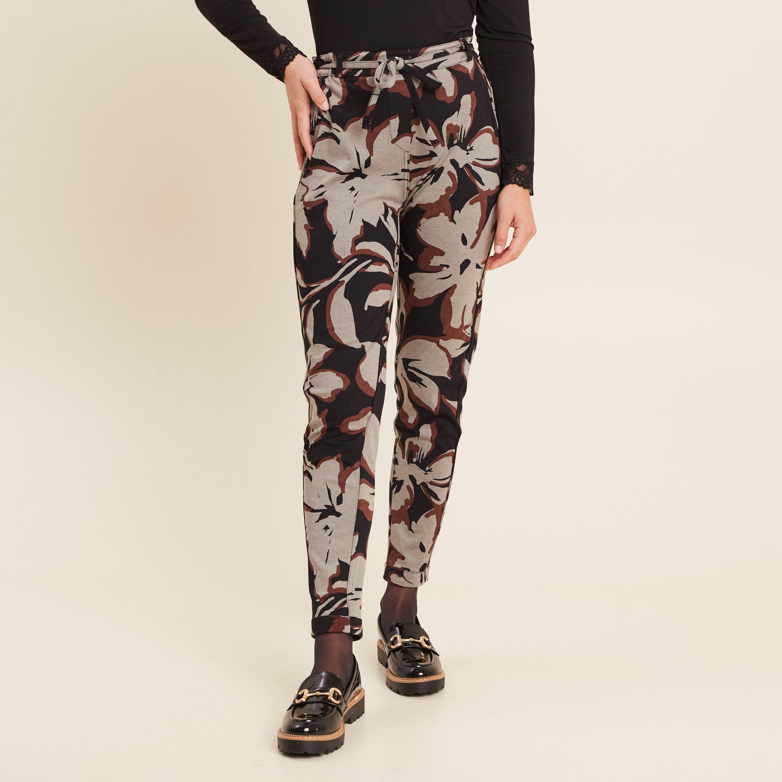 Pantalon jogging réversible marron clair femme