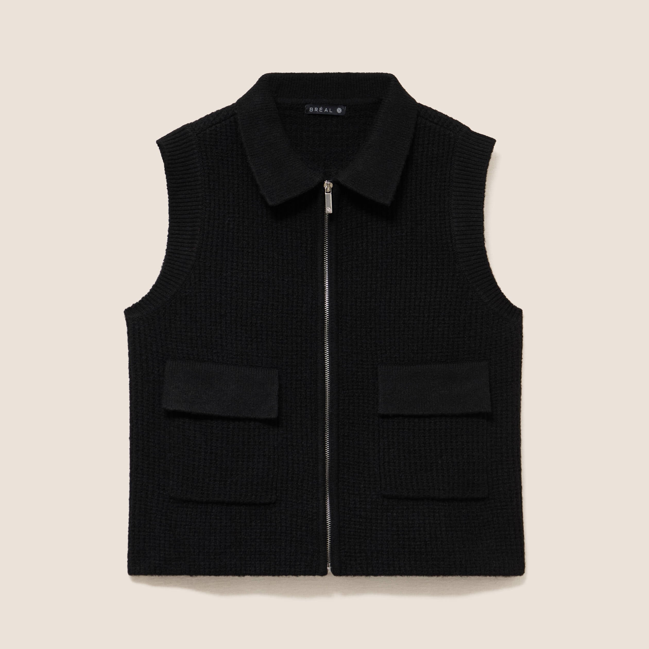 Gilet zipp&eacute; sans manches noir femme