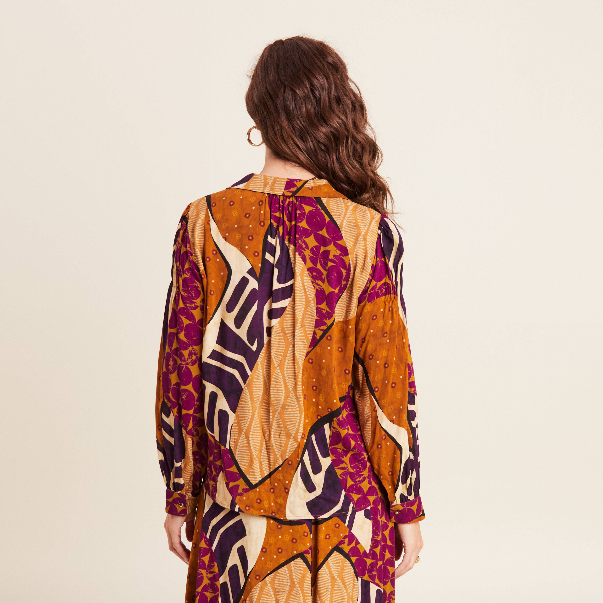 Chemise manches longues multicolore femme