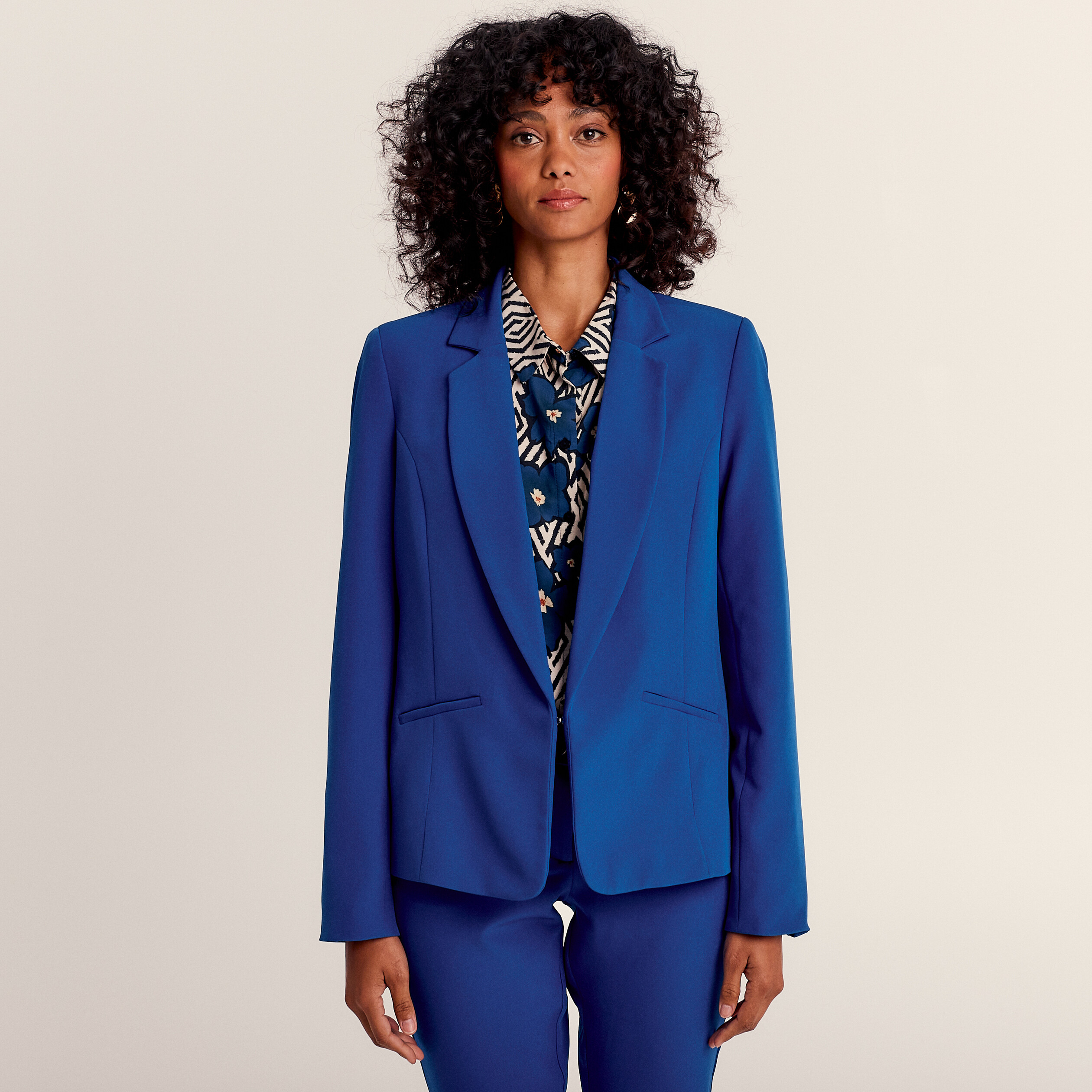 Veste city droite manches 3/4 bleu foncé femme