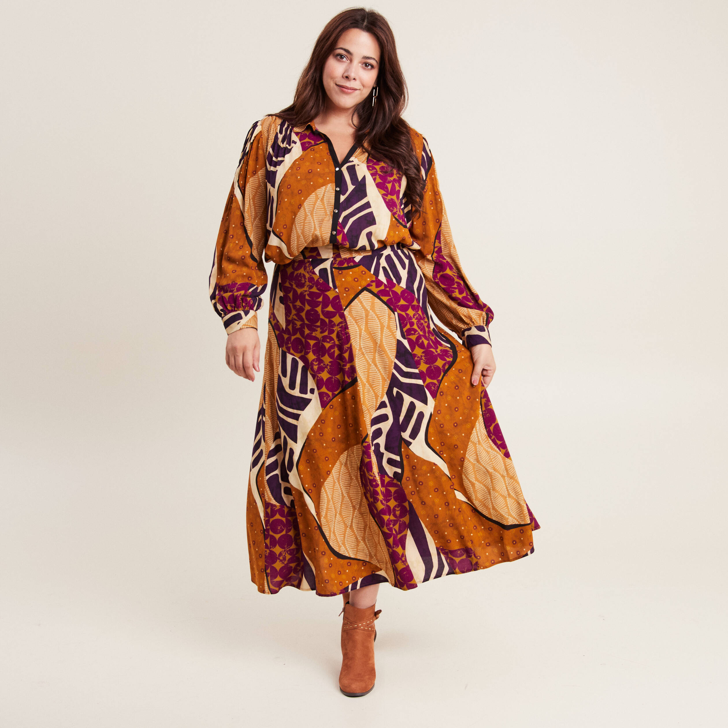 Chemise manches longues multicolore femme