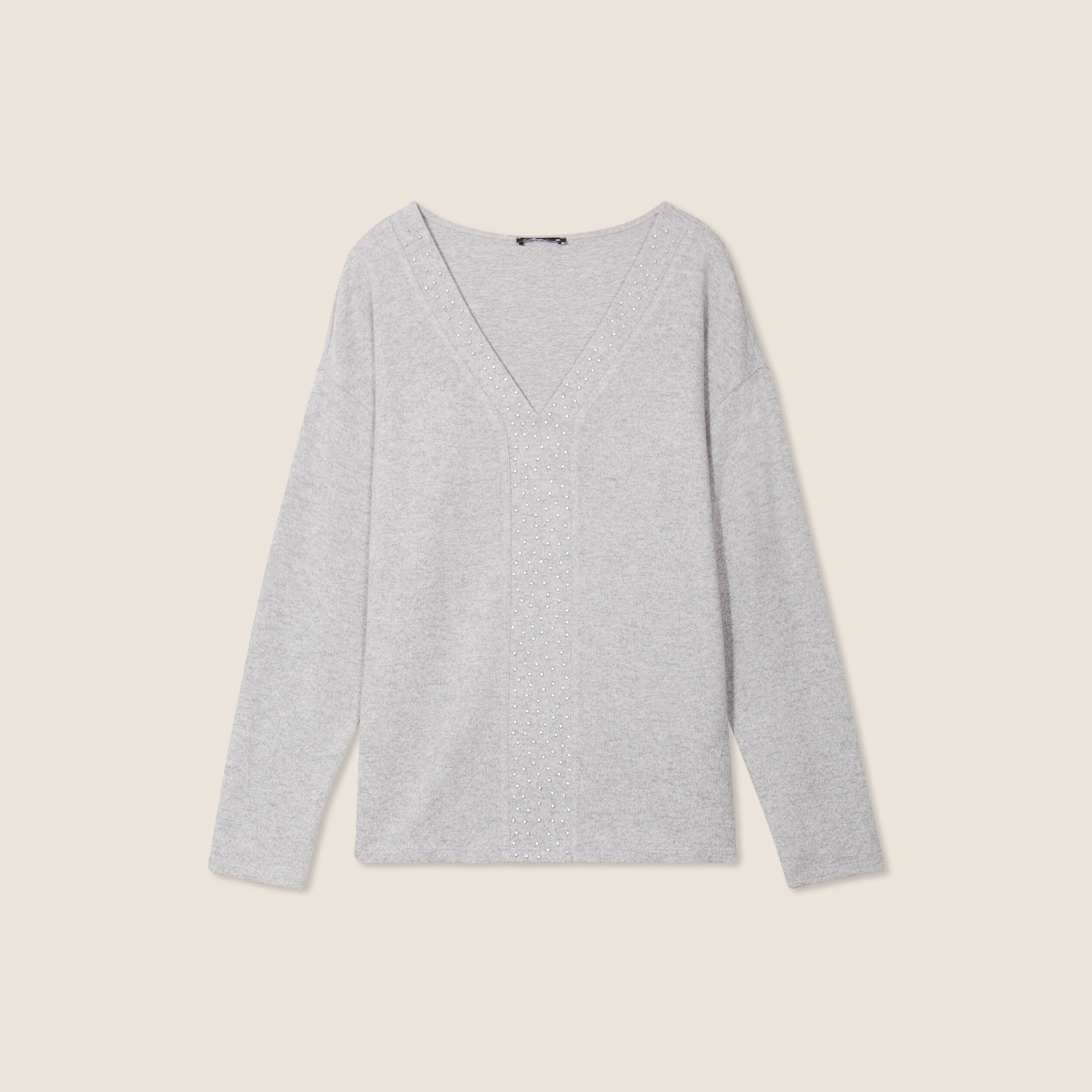T-shirt manches longues gris clair femme