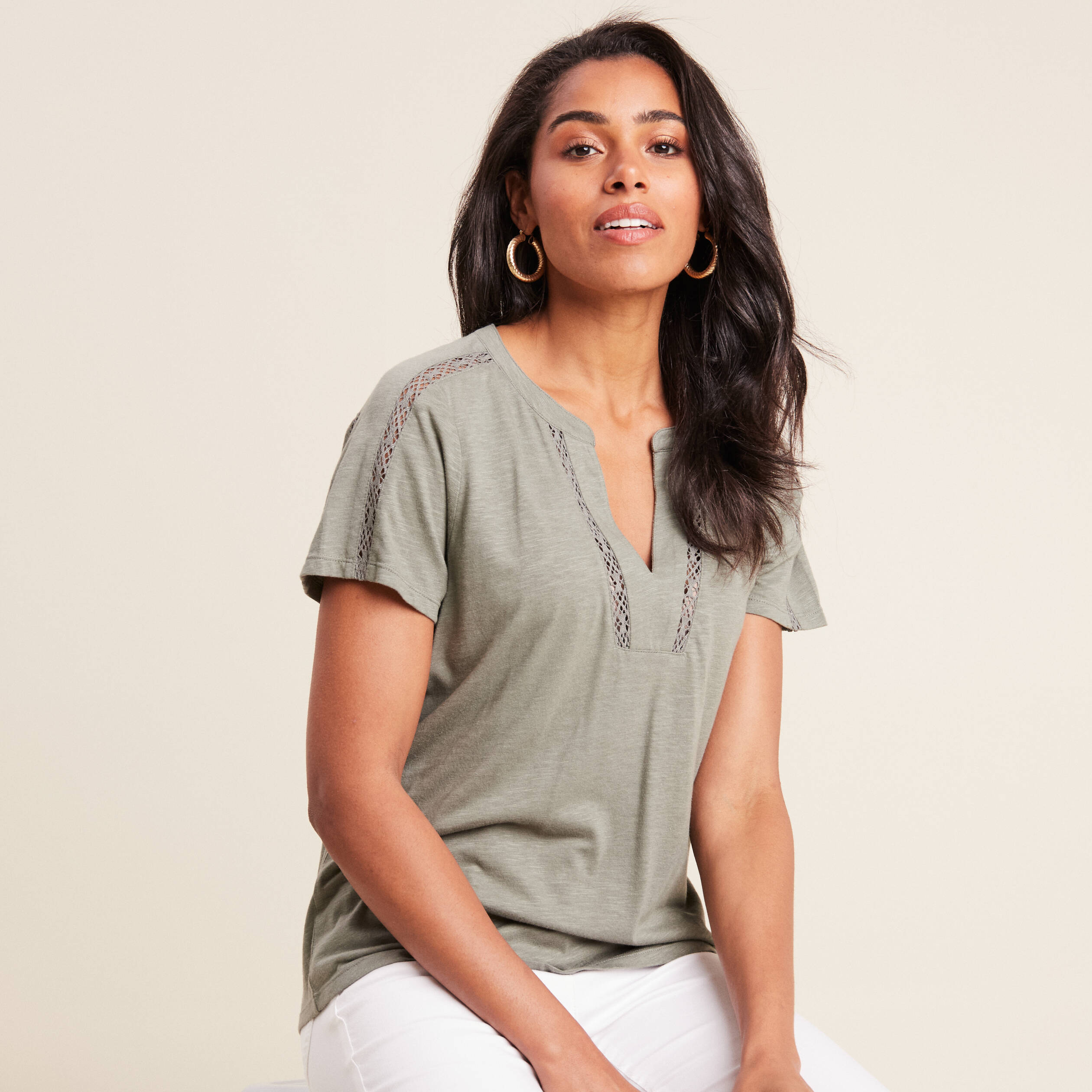T-shirt manches courtes vert clair femme