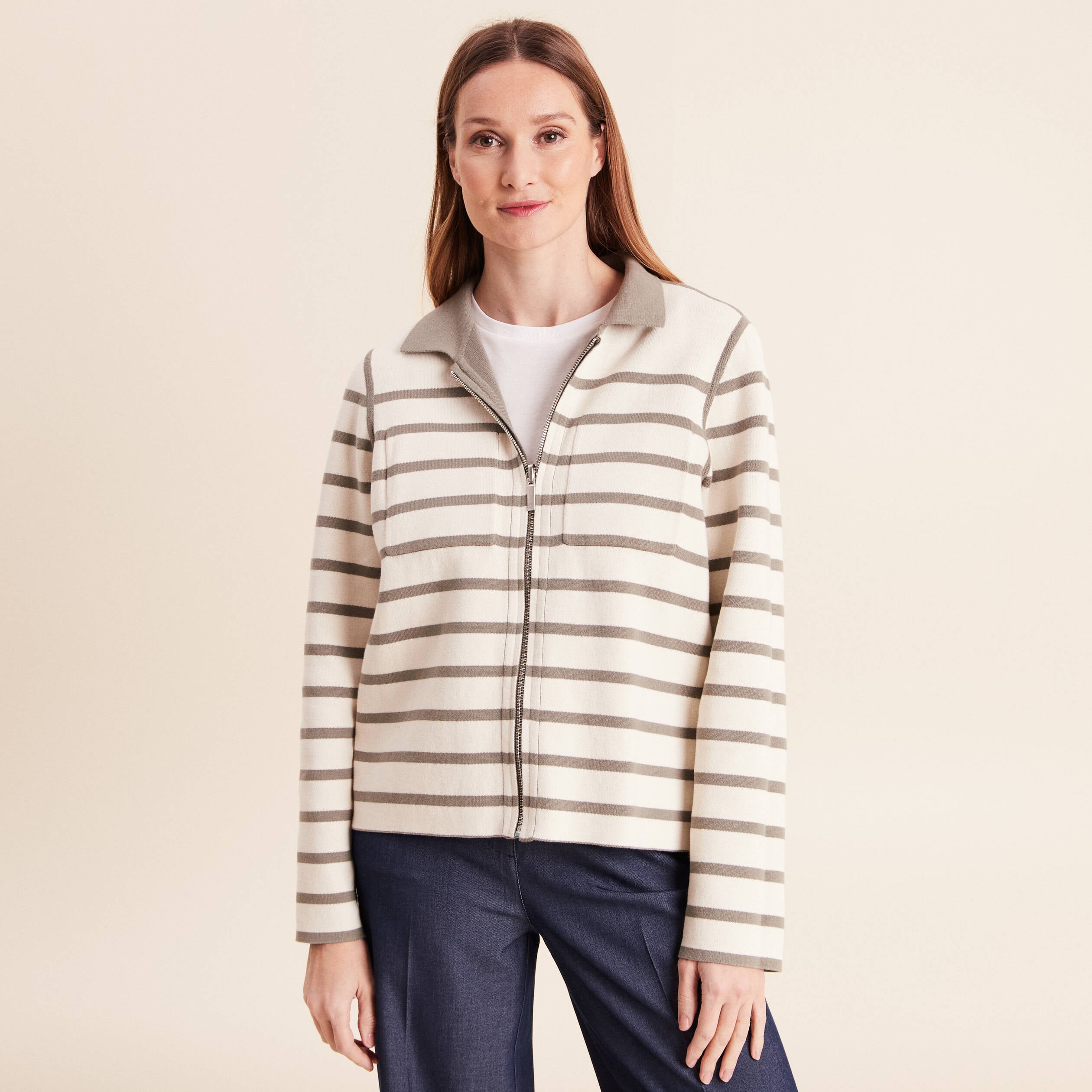 Gilet r&eacute;versible manches longues vert femme