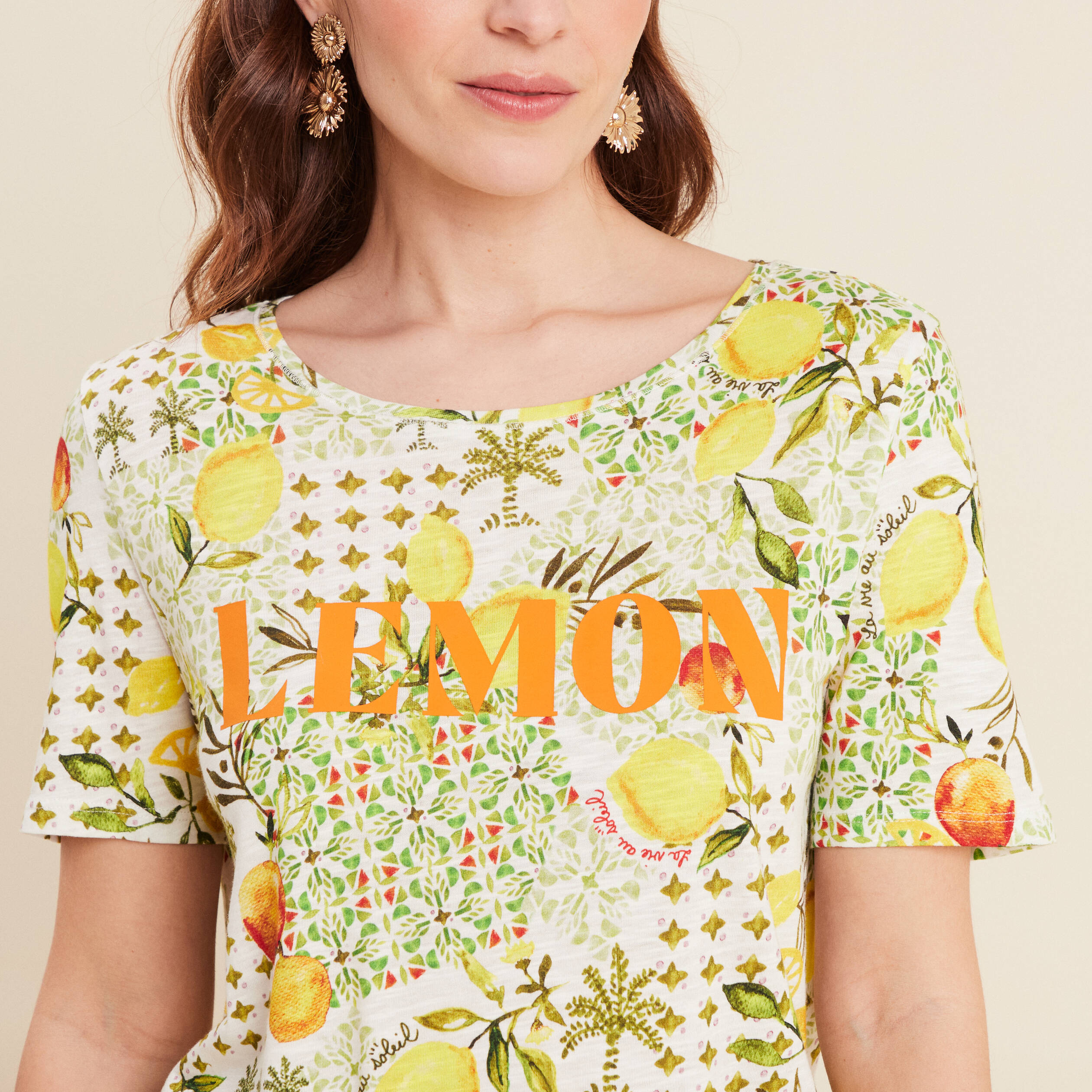 T-shirt manches courtes jaune citron femme