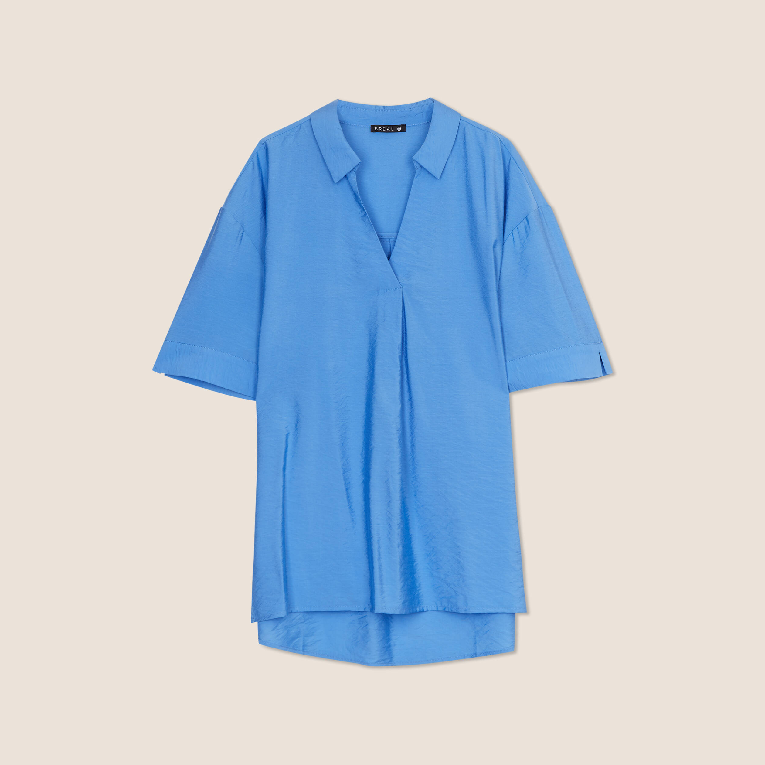 Blouse manches 3/4 bleu femme