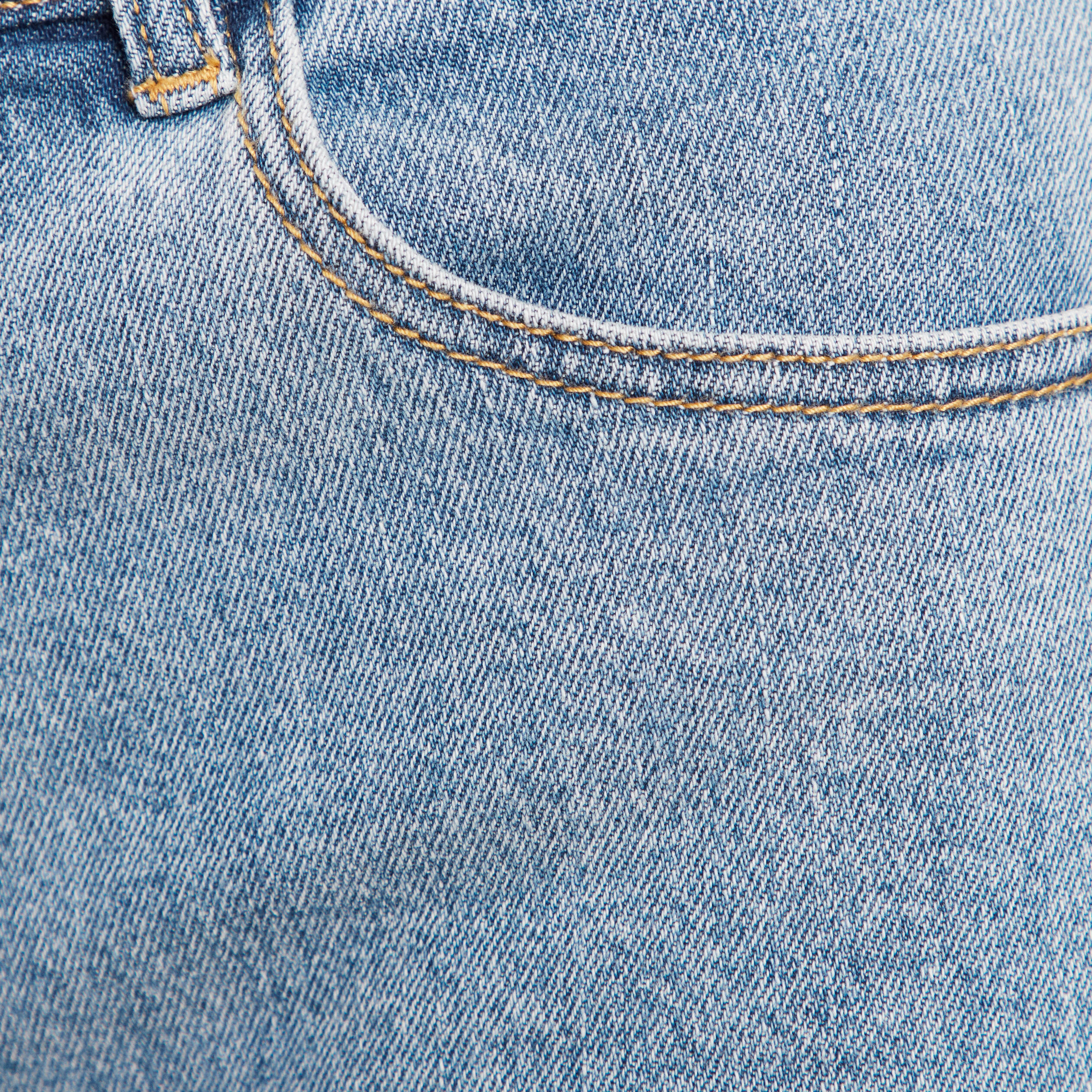 Short large taille haute en jean denim double stone femme