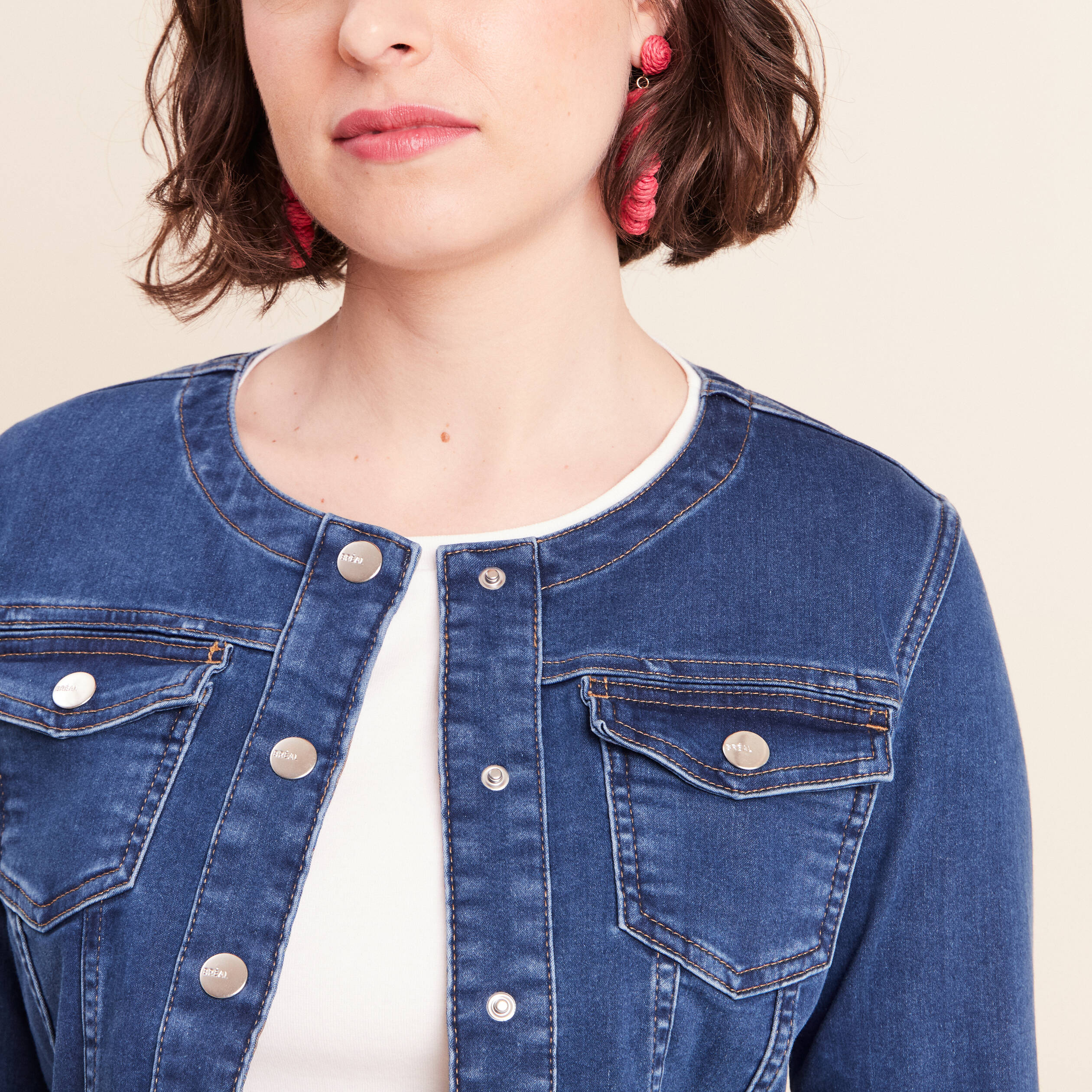 Veste r&eacute;versible cintr&eacute;e en jean bleu femme