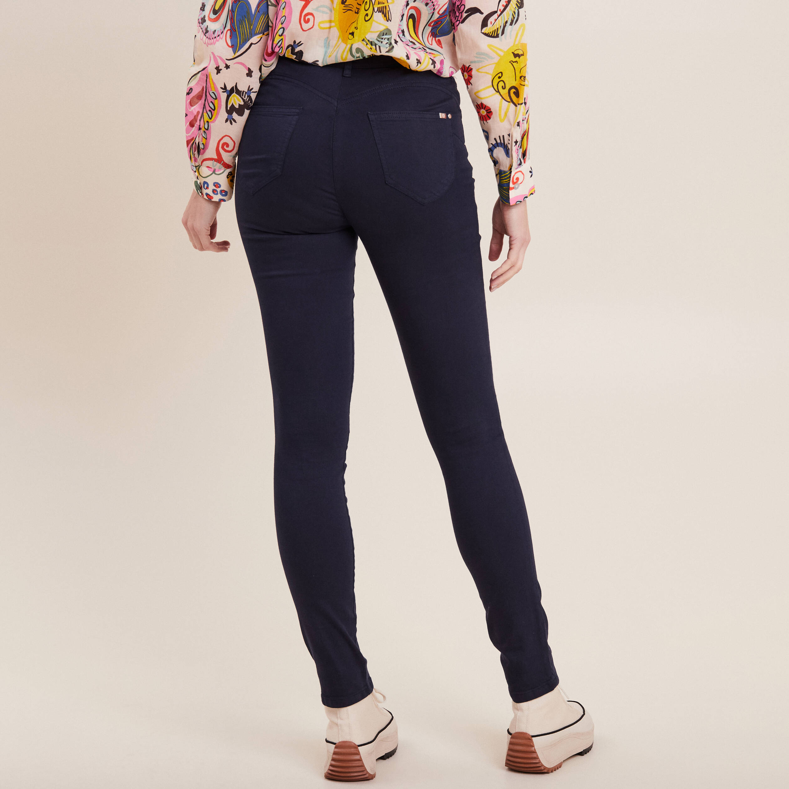 pantalon leger taille standard long bleu marine femme Pantalon léger taille standard long bleu marine femme