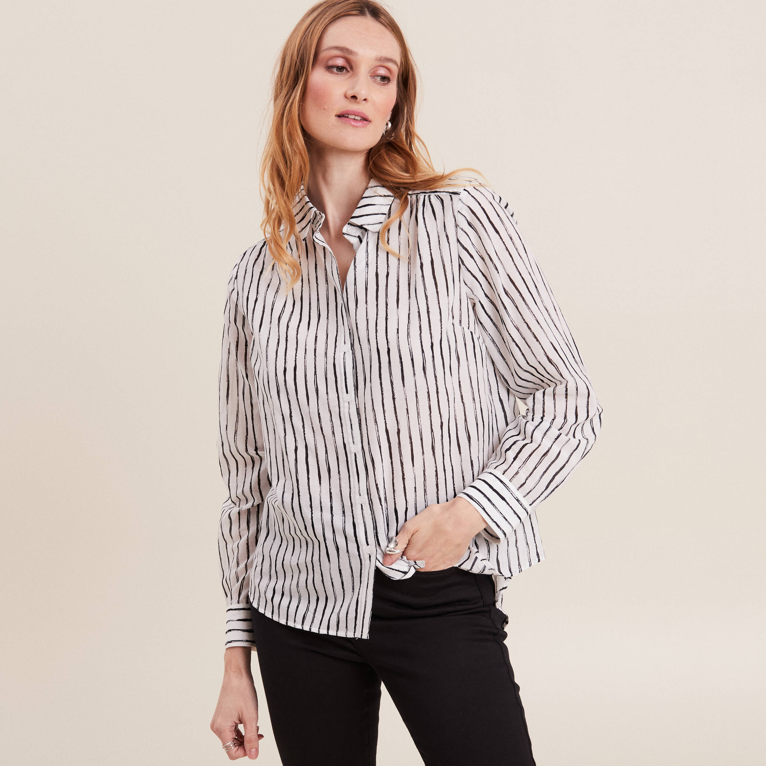 Chemise manches longues blanc femme