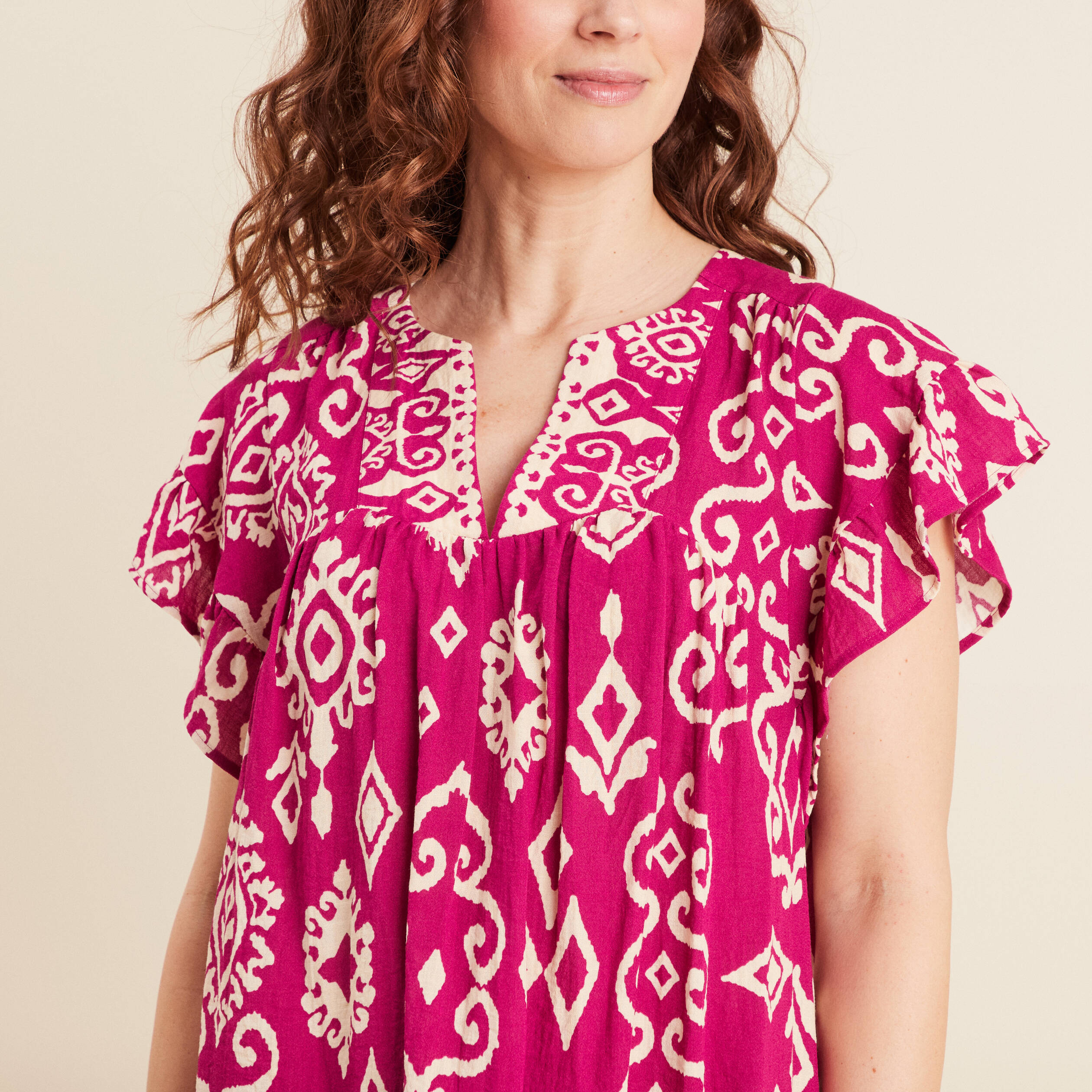 Robe évasée fluide rose fushia femme