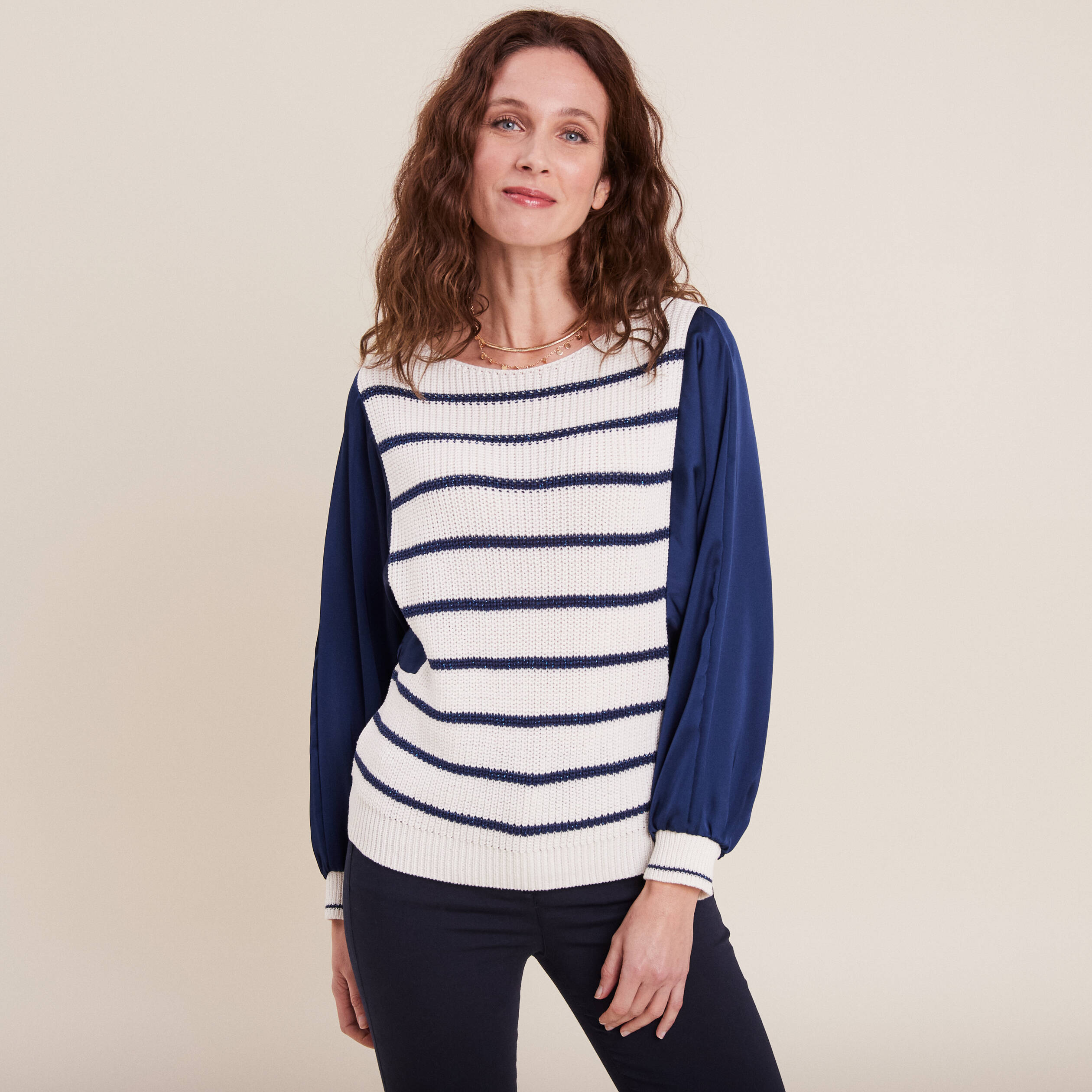 Pull manches longues blanc femme