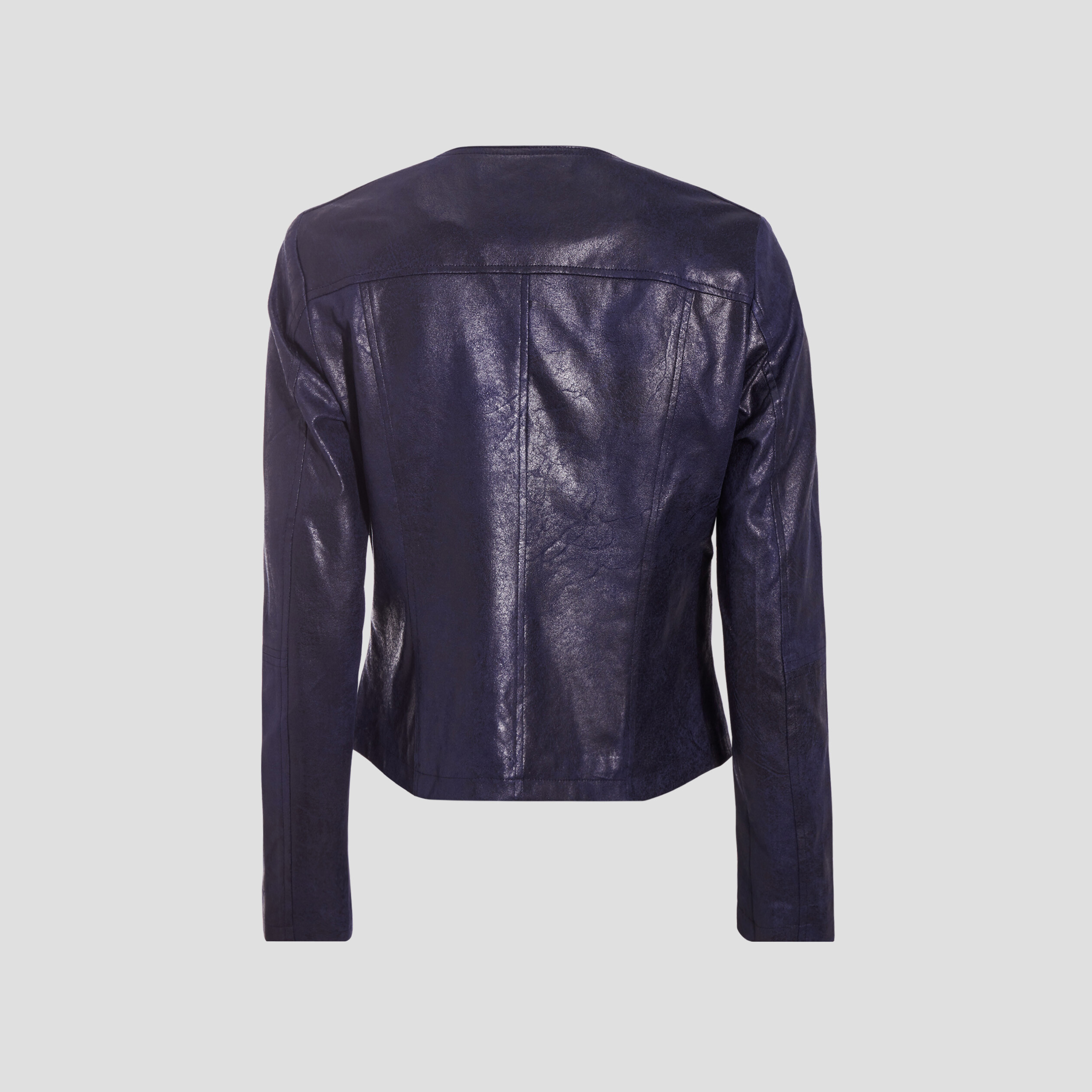 Veste droite zippée bleu foncé femme